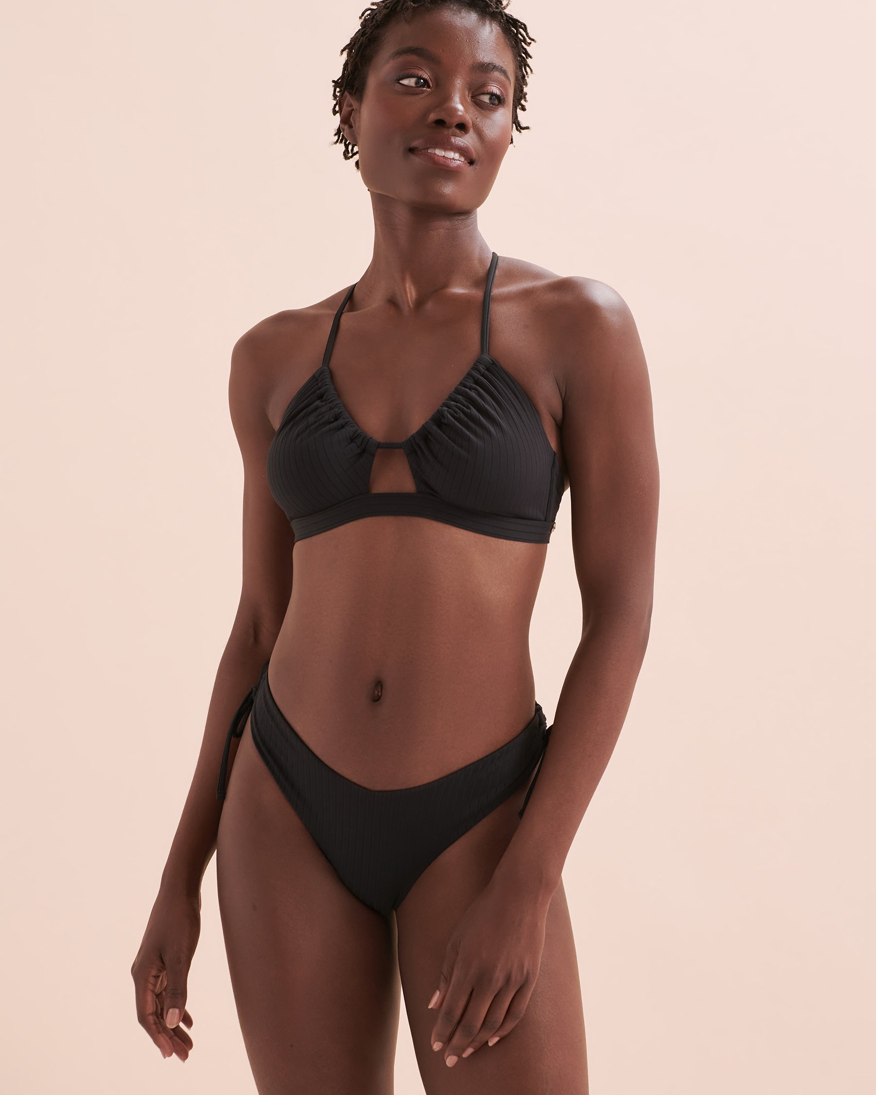 TROPIK Bas de bikini tanga côtelé Sunset Noir 01300318 - View6