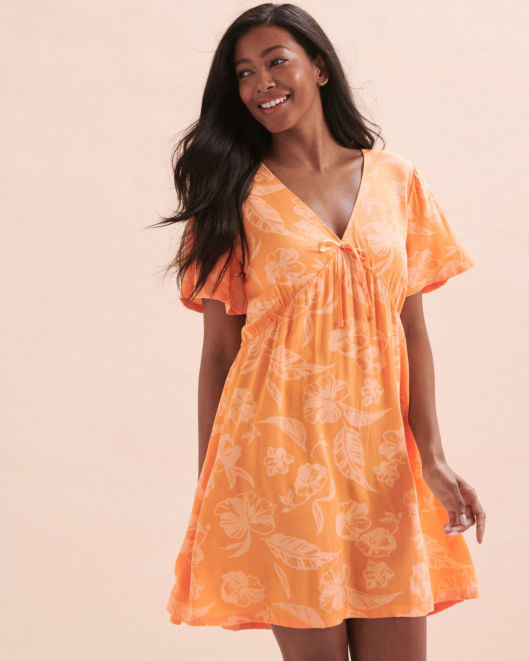 TROPIK Robe courte à fleurs Floral citrouille 02300117 - Voir6