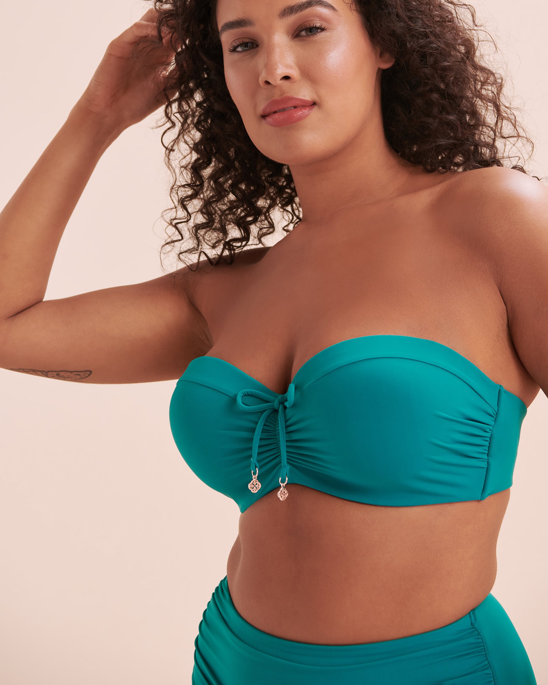 TURQUOISE COUTURE Blue Paradise D Cup Bandeau Bikini Top Dark Aqua Blue 01200073 - View1