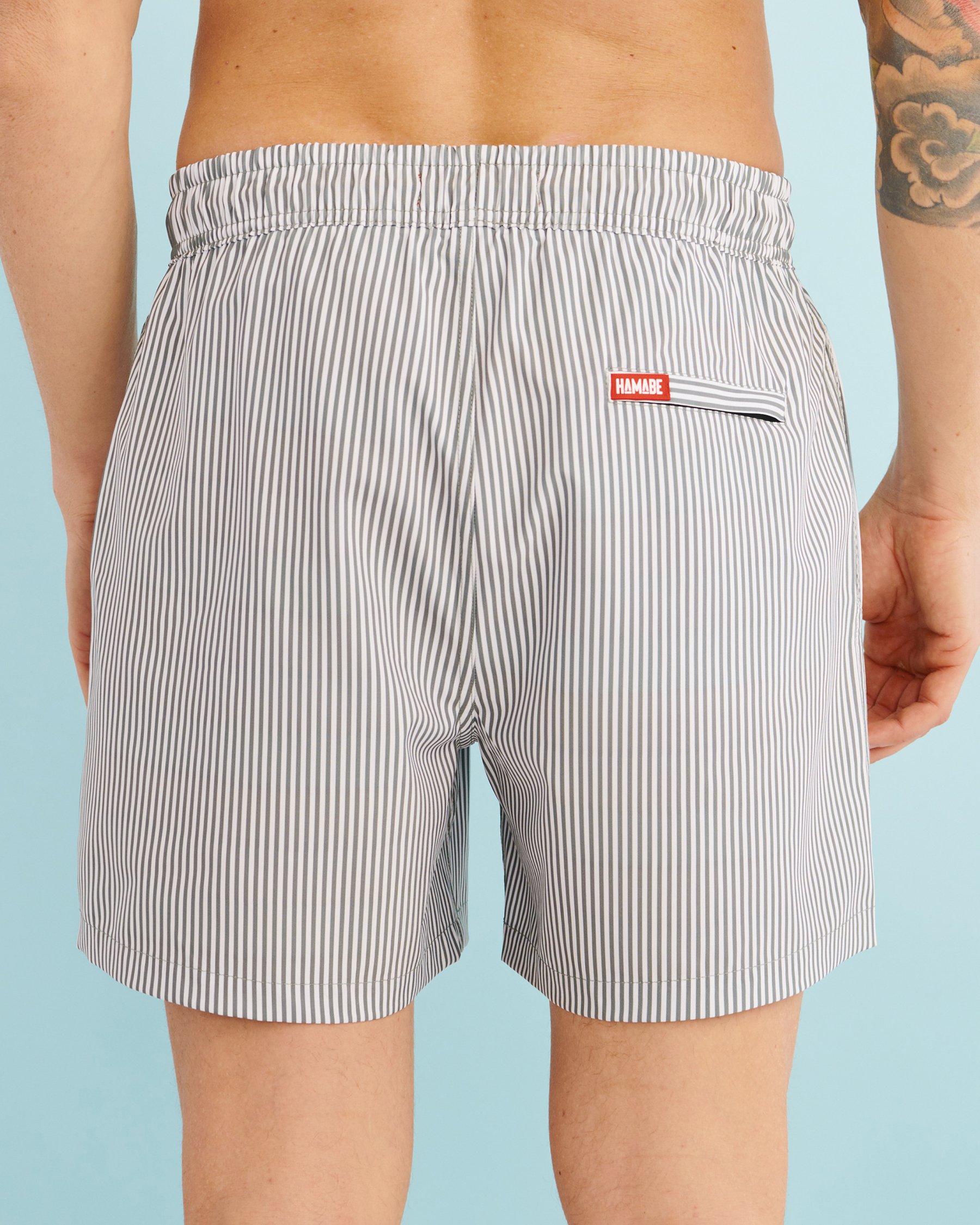 HAMABE Volley Swimsuit with Mesh Lining Green stripes 03100001 - View2