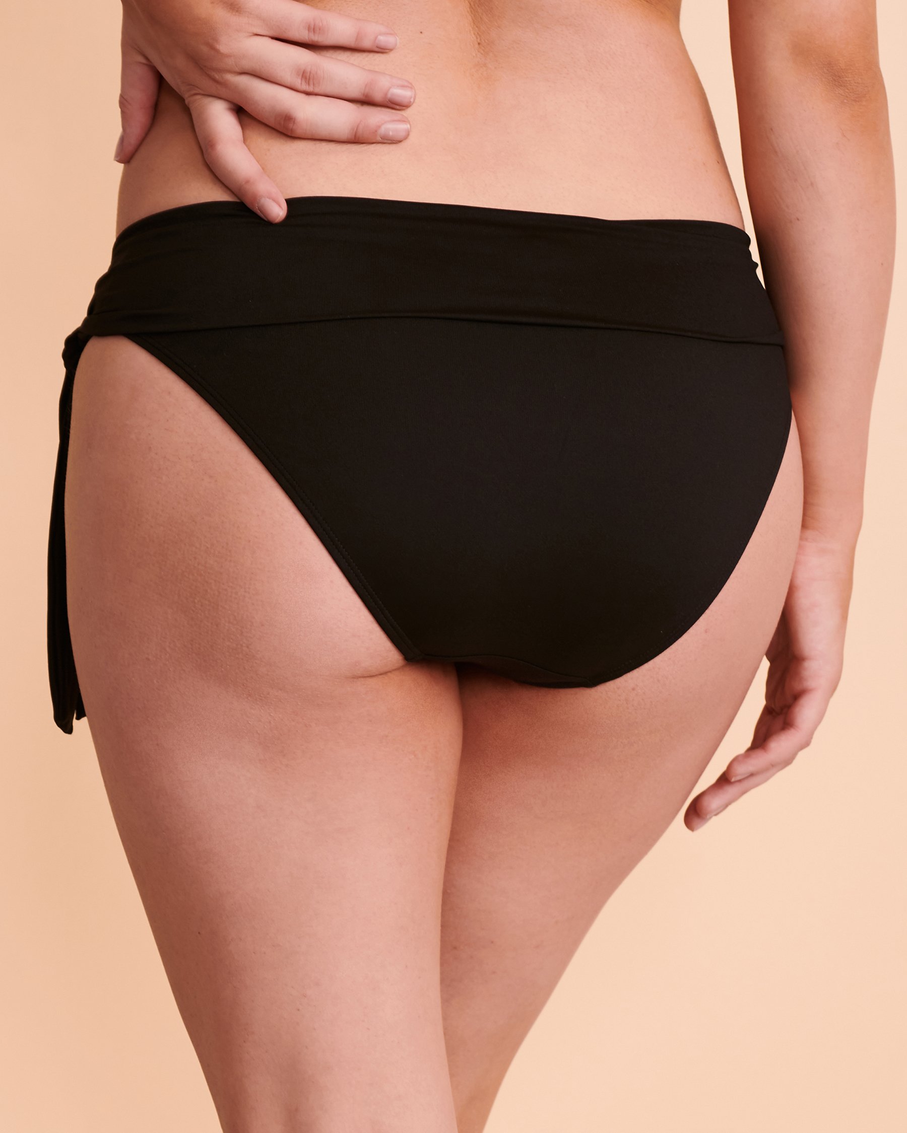 TURQUOISE COUTURE SOLID Knotted Bikini Bottom Black 01300090 - View2