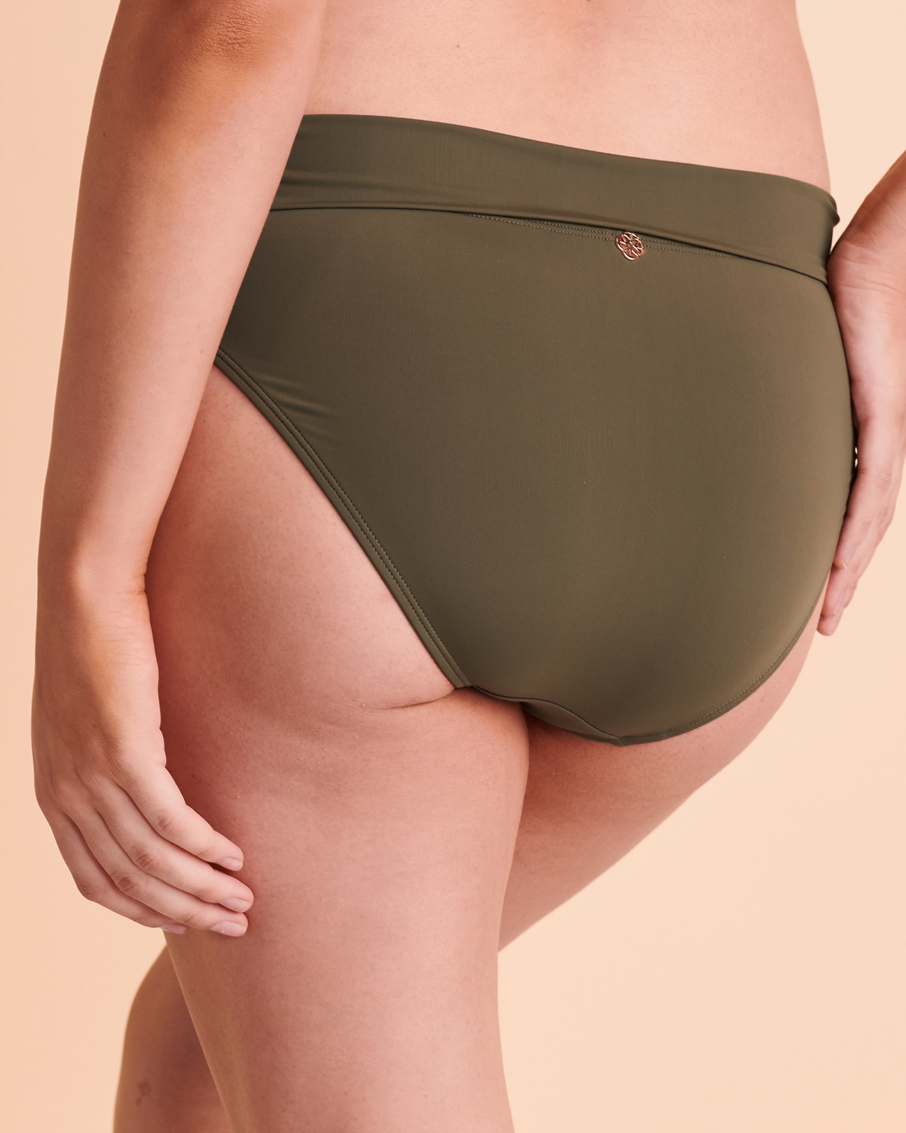 TURQUOISE COUTURE SOLID Knotted Bikini Bottom Khaki 01300100 - View2