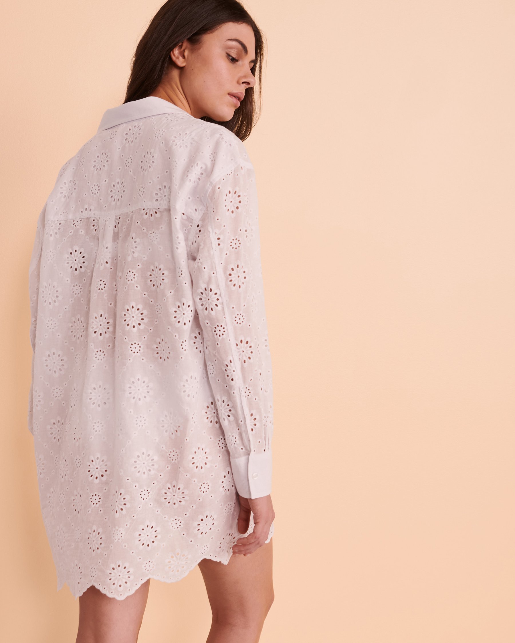 SANTEMARE Eyelet Detail Oversized Shirt White 02300049 - View2