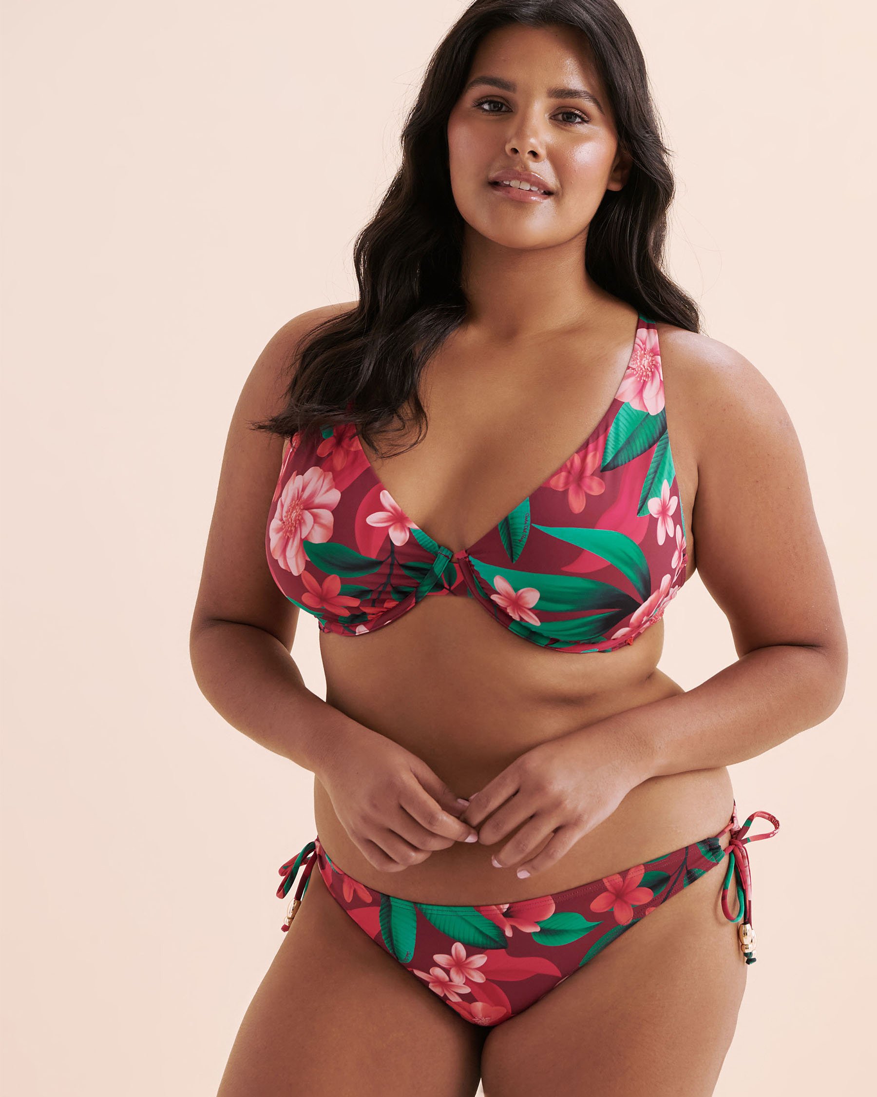 COSTA DEL REY Plunge Bikini Top Pink Floral Exotic Mist 01100412 - View8
