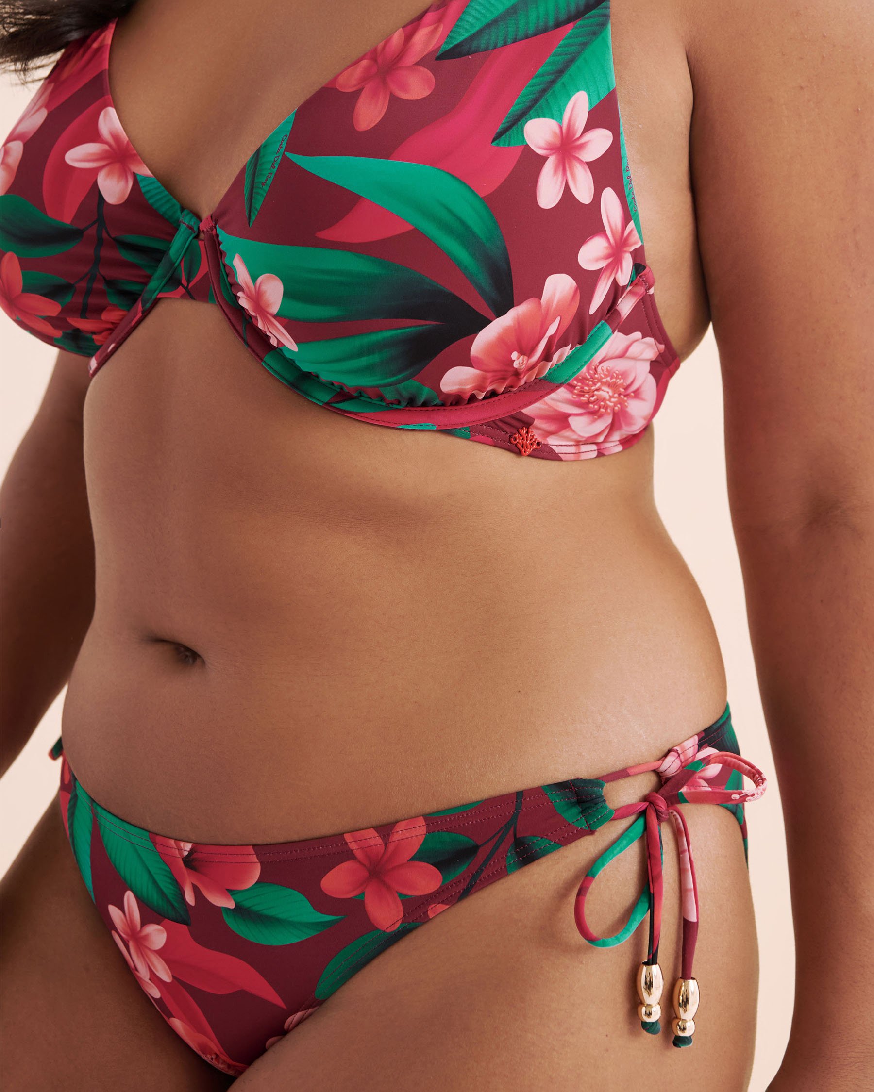 COSTA DEL REY Plunge Bikini Top Pink Floral Exotic Mist 01100412 - View10