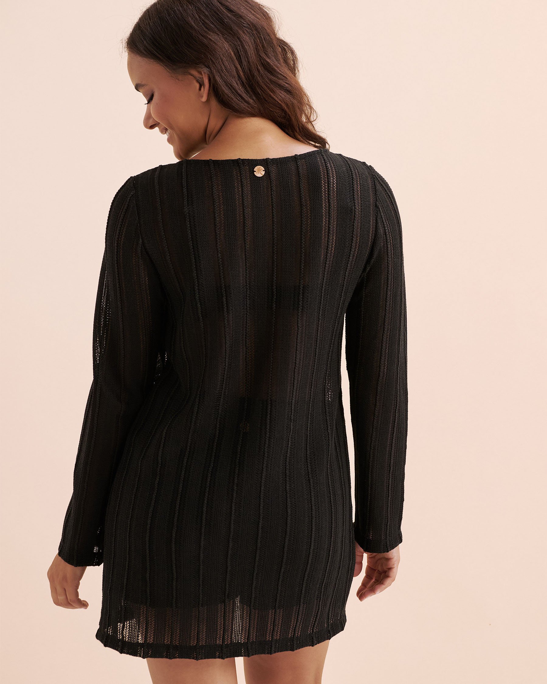 OFF THE BEACH Crochet Long Sleeve Top Black 02100038 - View2