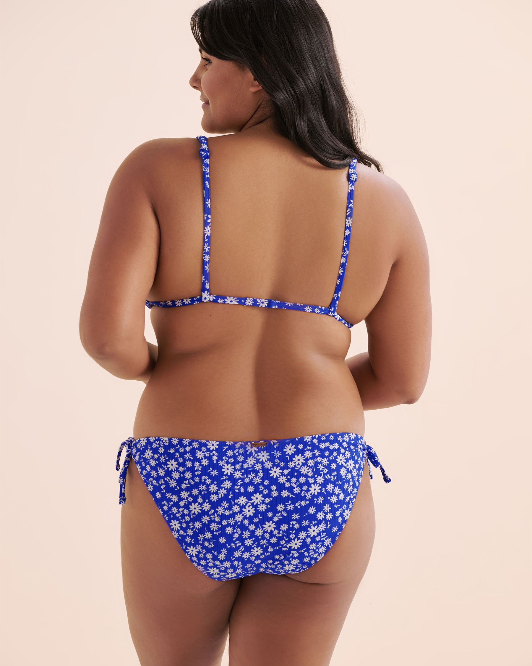 MY BIKINI STORY Haut de bikini triangle côtelé Ditsy Summer Bleu 01100418 - Voir6