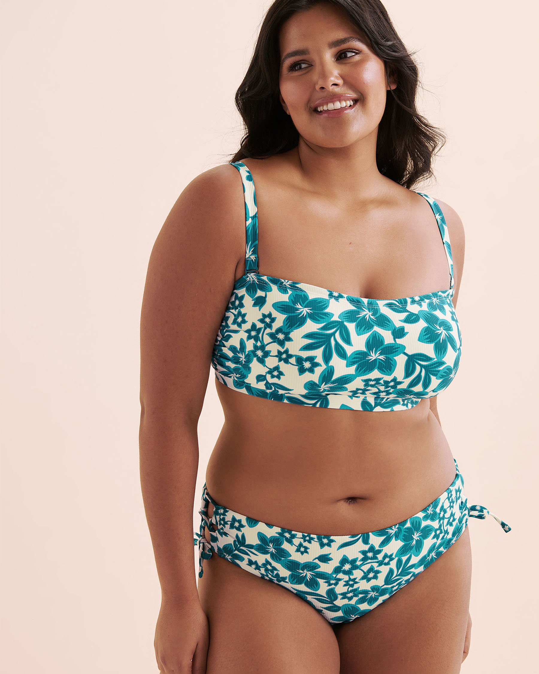 EAU DE SEA Ribbed Bandeau Bikini Top Floral Blue 01100415 - View3