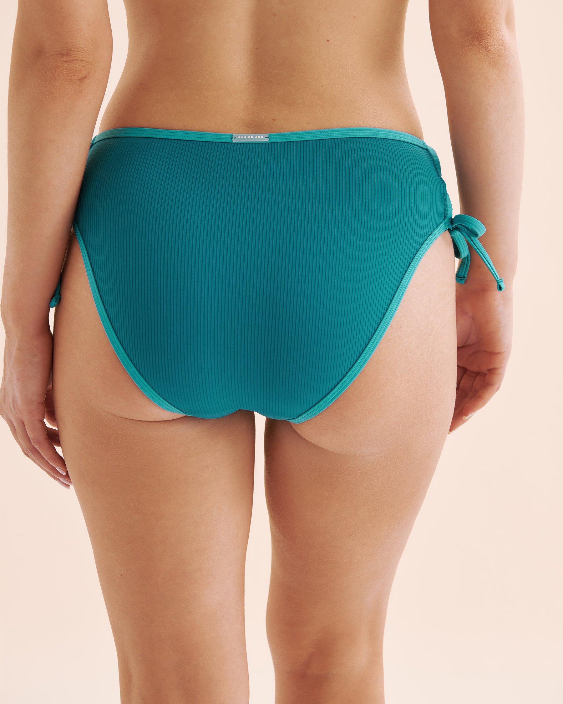 EAU DE SEA Bas de bikini taille mi-haute côtelé Bleu océan 01300439 - Voir2