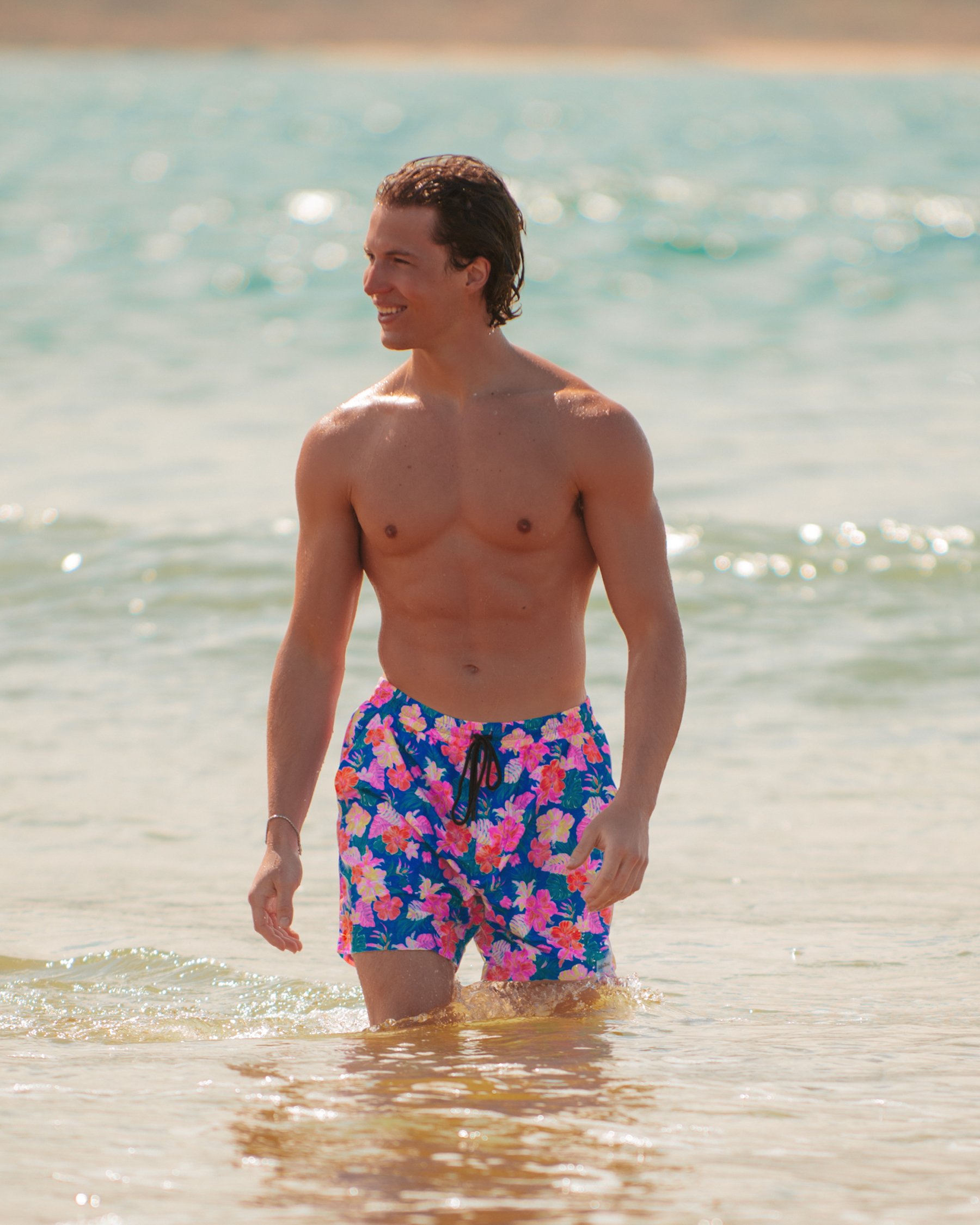 KULANI KINIS Electric Palms Volley Swimsuit Blue TRUNK110ELPA - View2