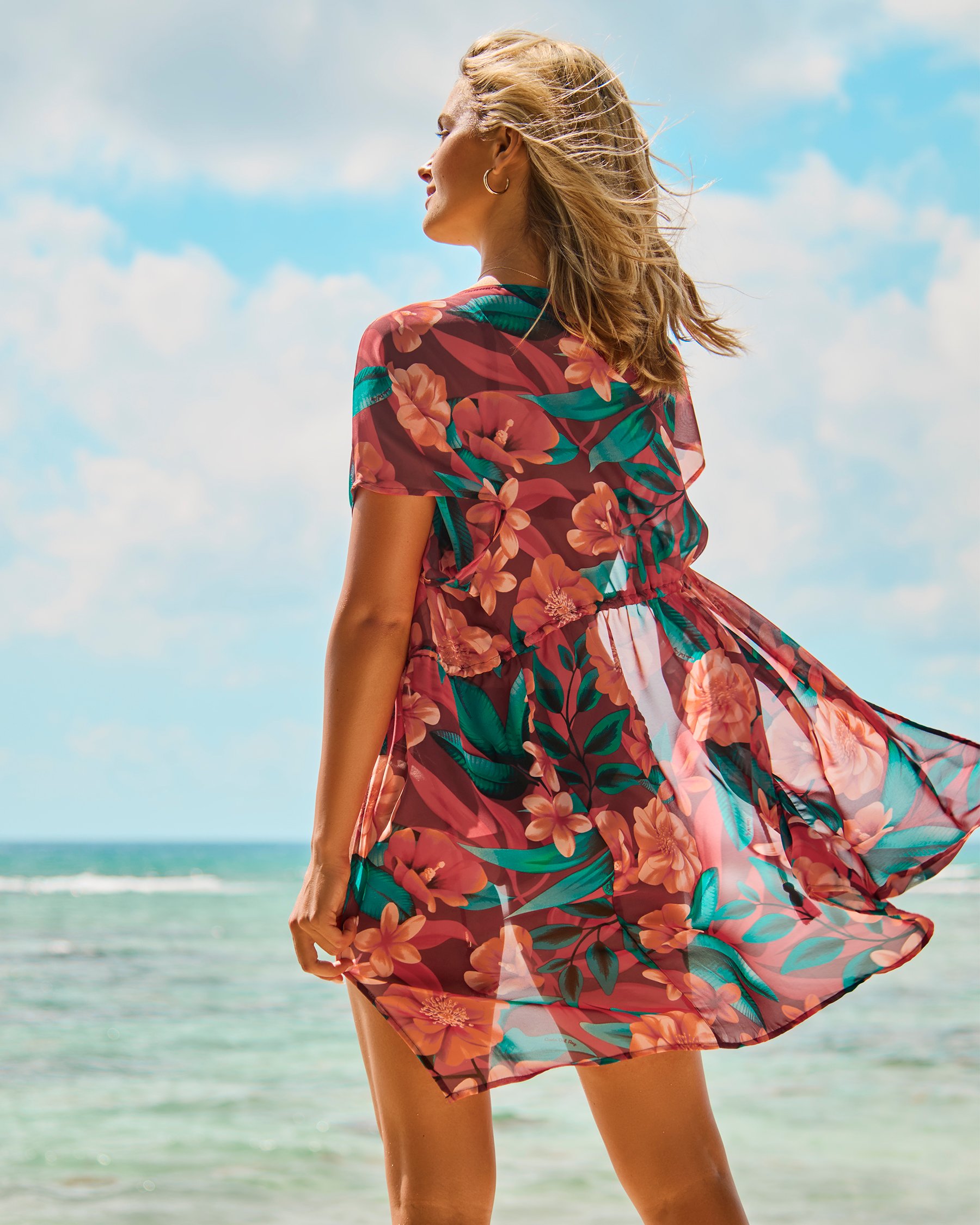 COSTA DEL REY Kimono en mousseline Floral rose 02400054 - View2