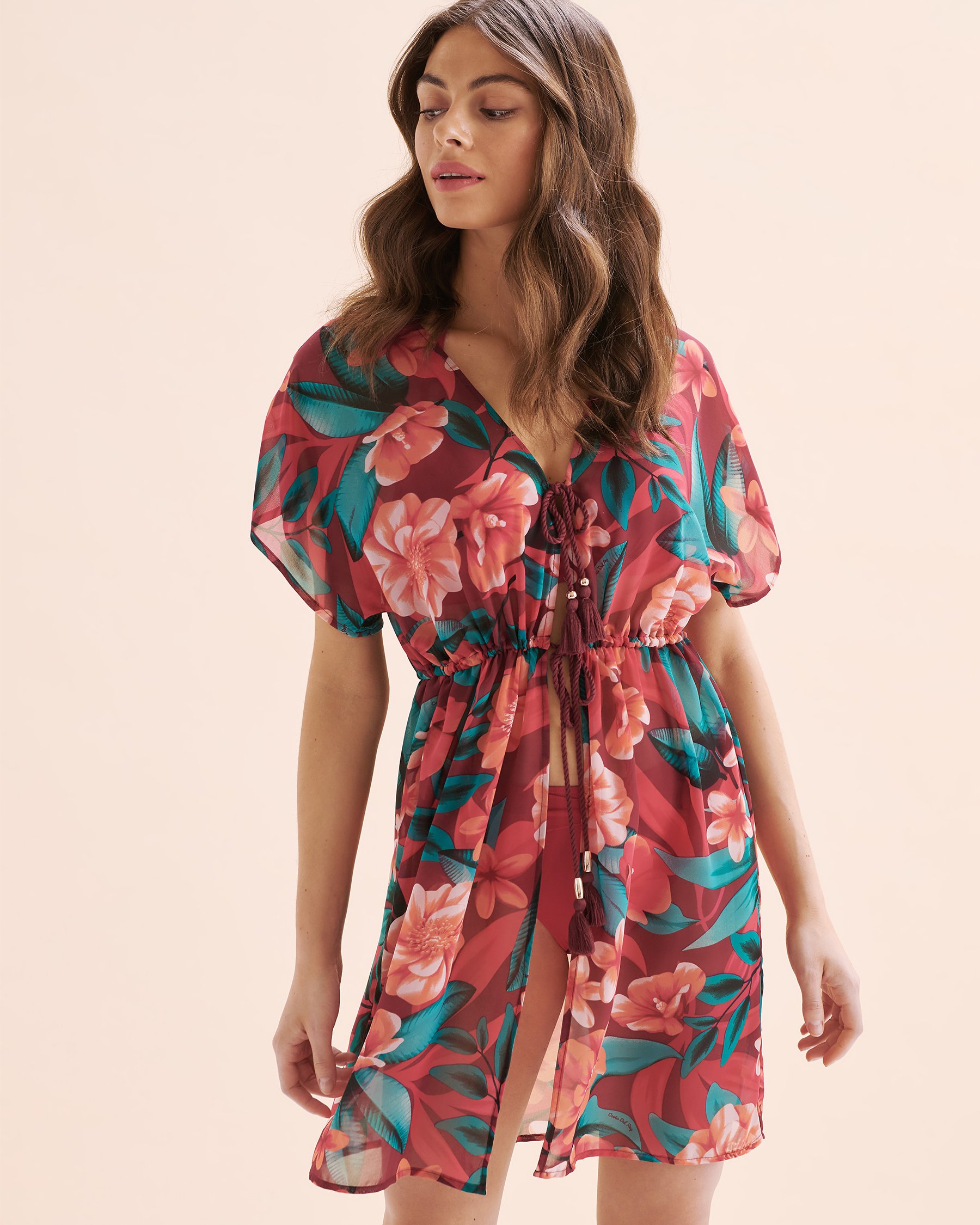 COSTA DEL REY Kimono en mousseline Floral rose 02400054 - View5
