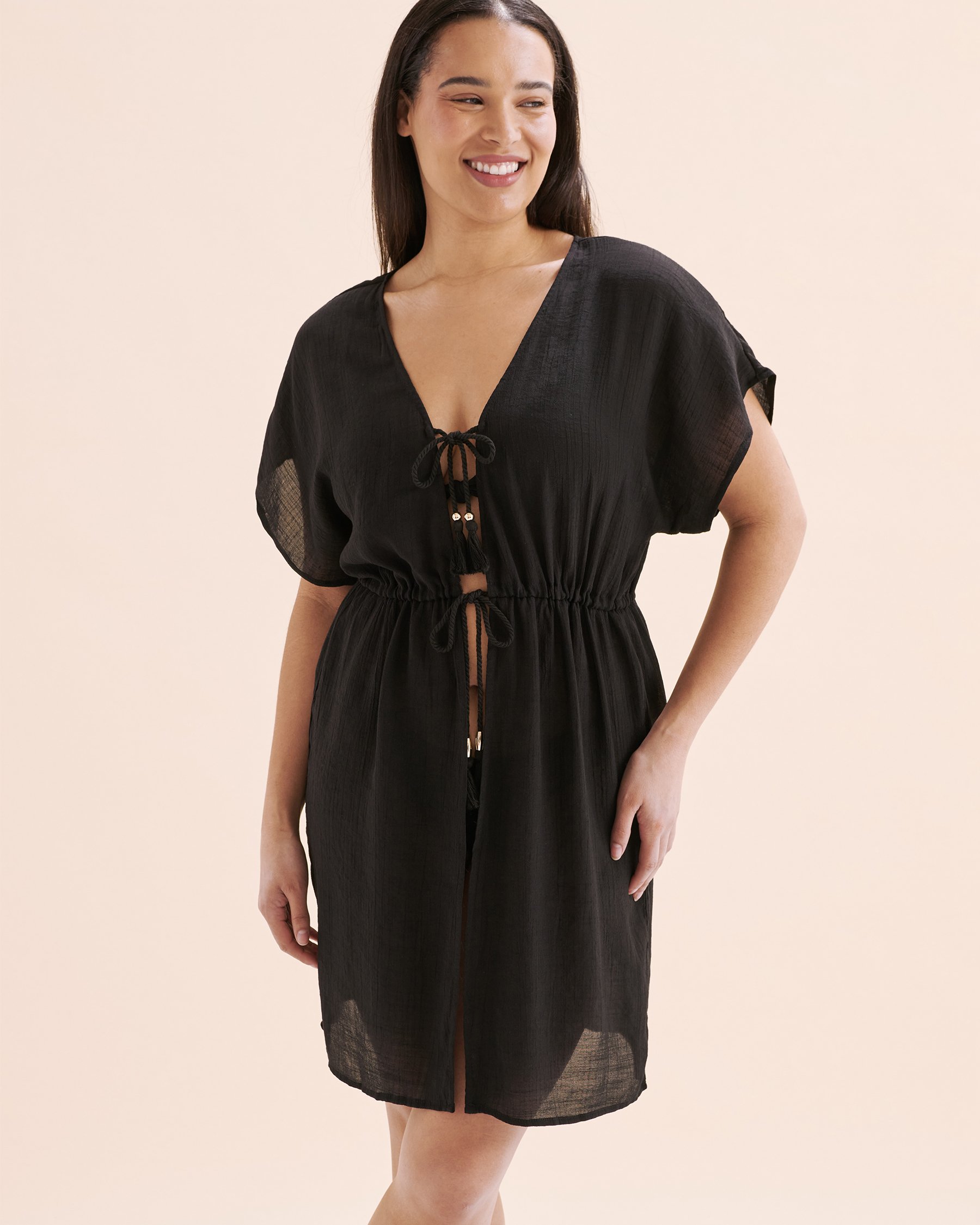 COSTA DEL REY Kimono en voile Noir 02400050 - View1