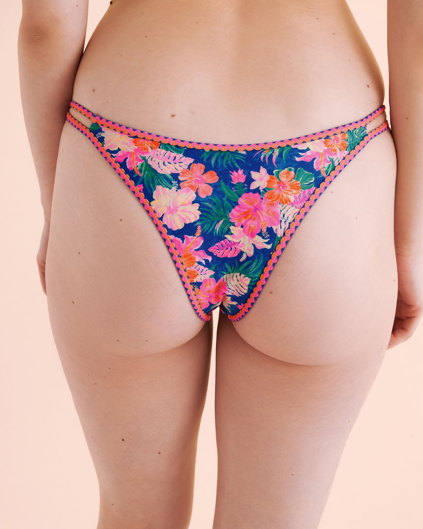 KULANI KINIS Bas de bikini échancré Electric Palms Fleurs bleues BOT236ELPA - View6
