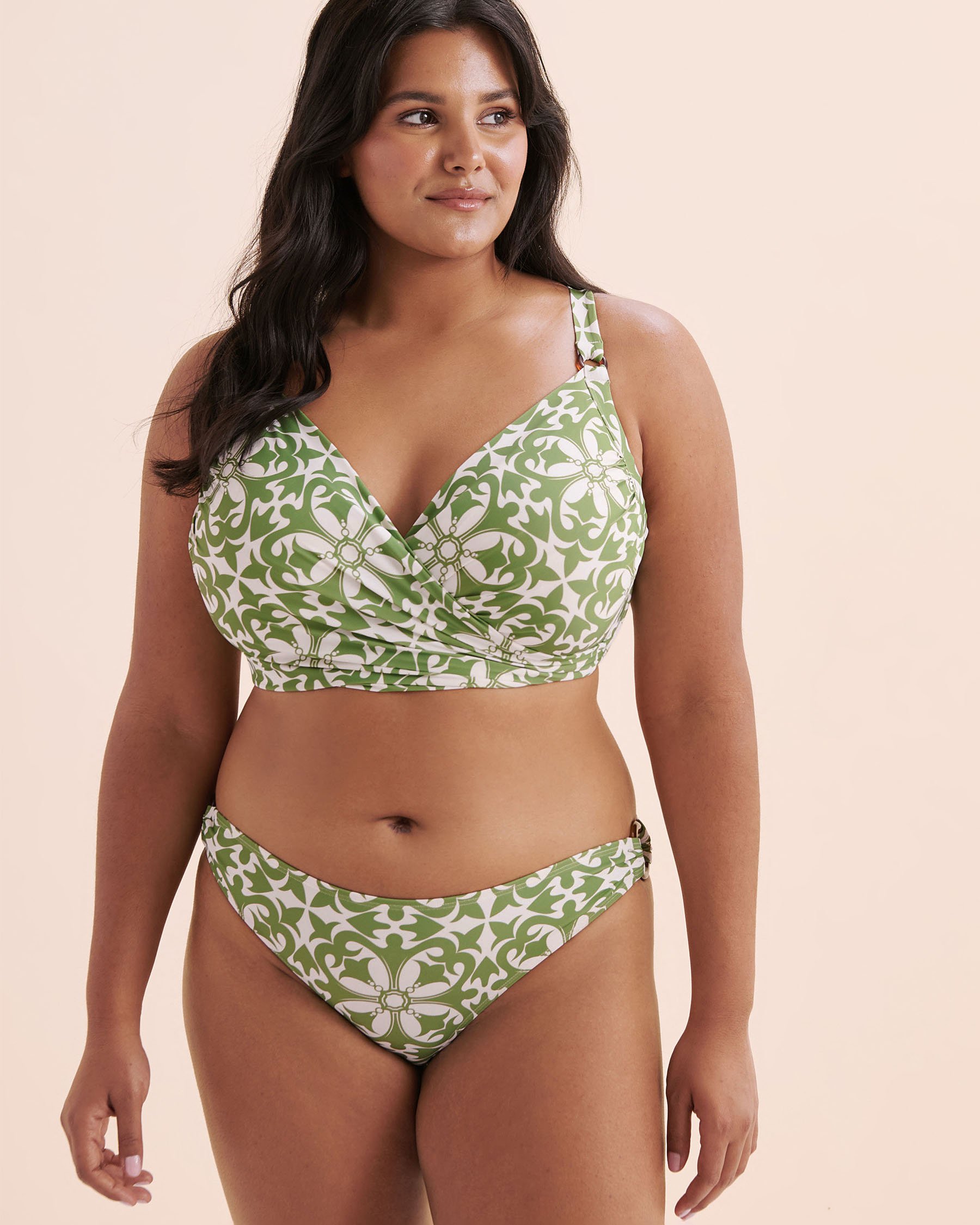 TURQUOISE COUTURE Bas de bikini brésilien taille basse Mosaïque Vert Jade 01300444 - Voir11