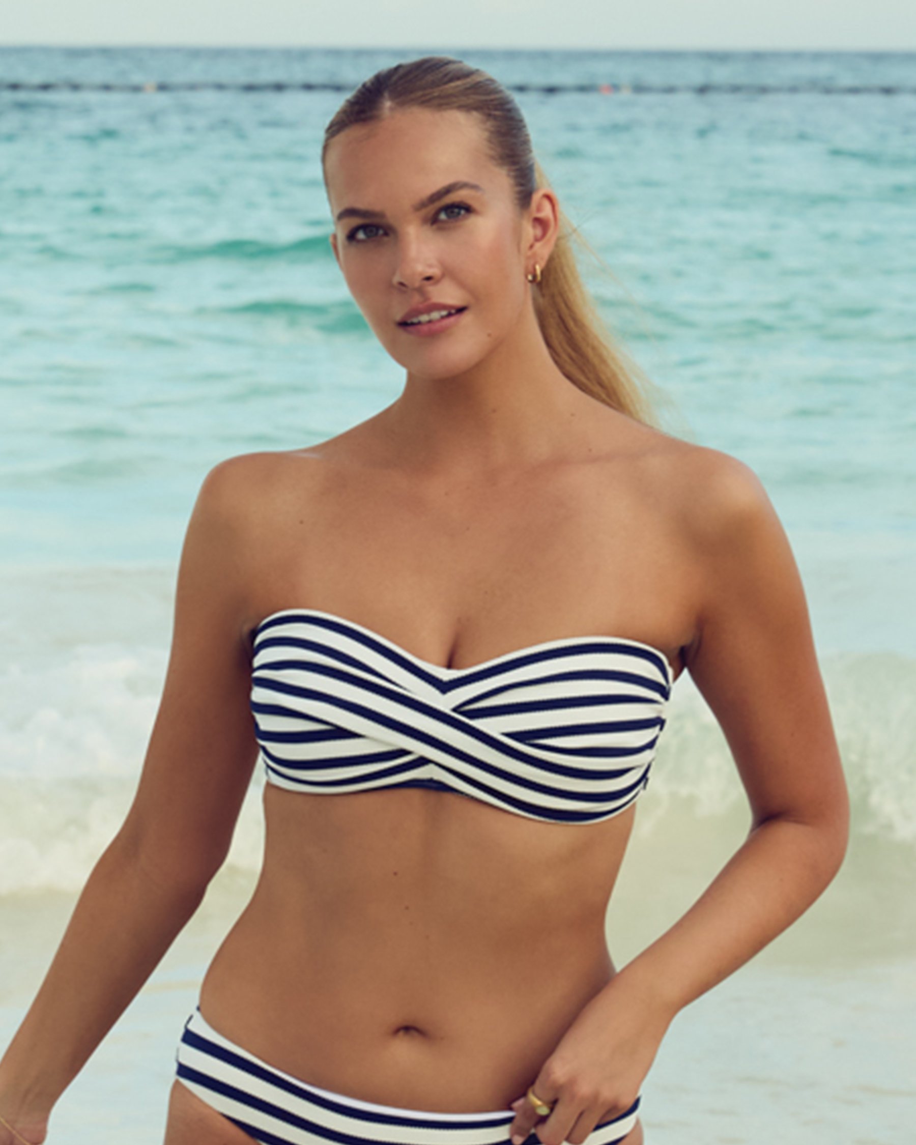 SKYE Nautik Clara Bandeau Bikini Top Black and white SK786209 - View2