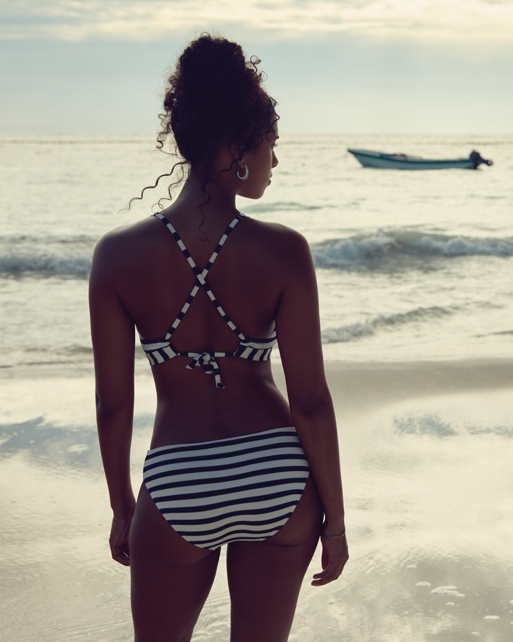 SKYE Bas de bikini taille basse Nautik Melanie Noir et blanc SK78635 - View2