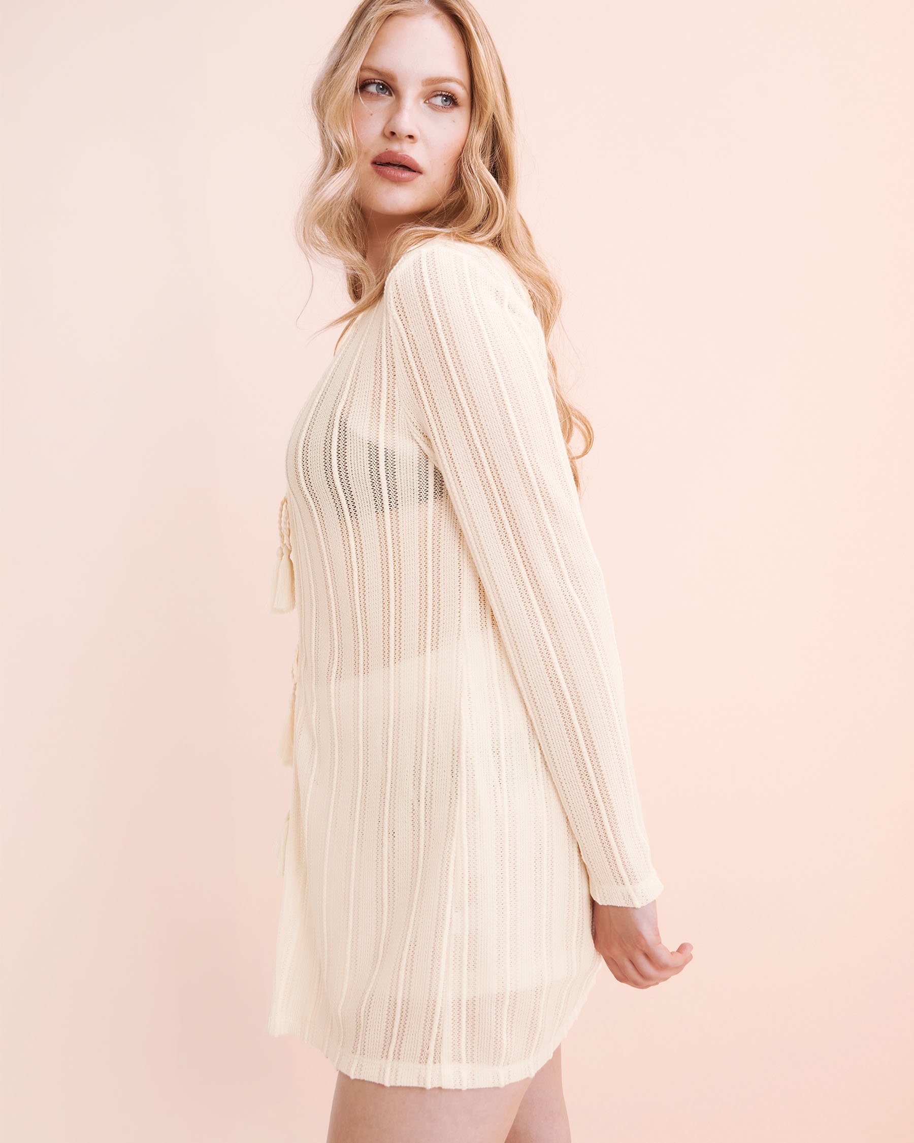OFF THE BEACH Haut manches longues en crochet Blanc 02100038 - View4