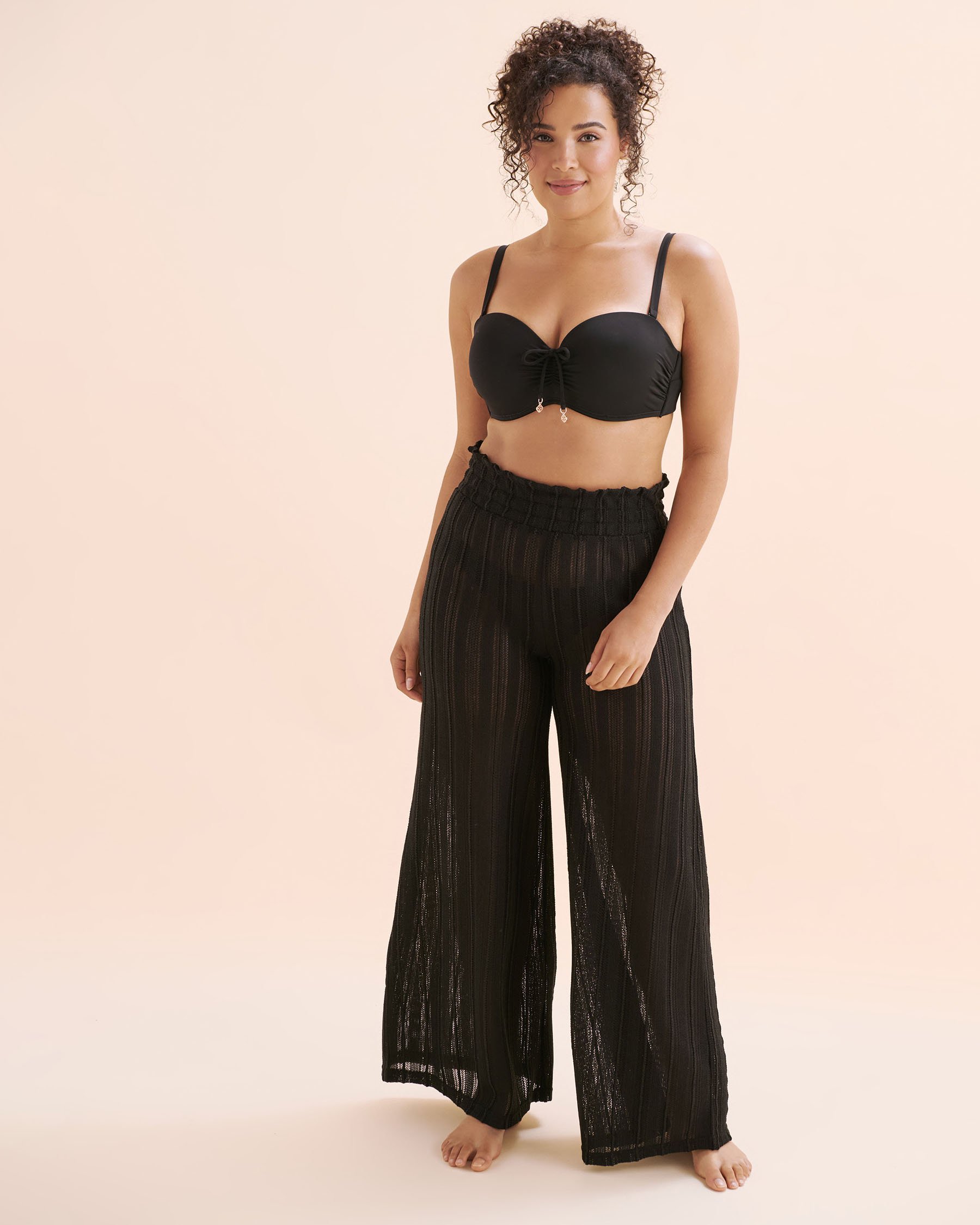 OFF THE BEACH Pantalon jambe large en crochet Noir 02200091 - View3