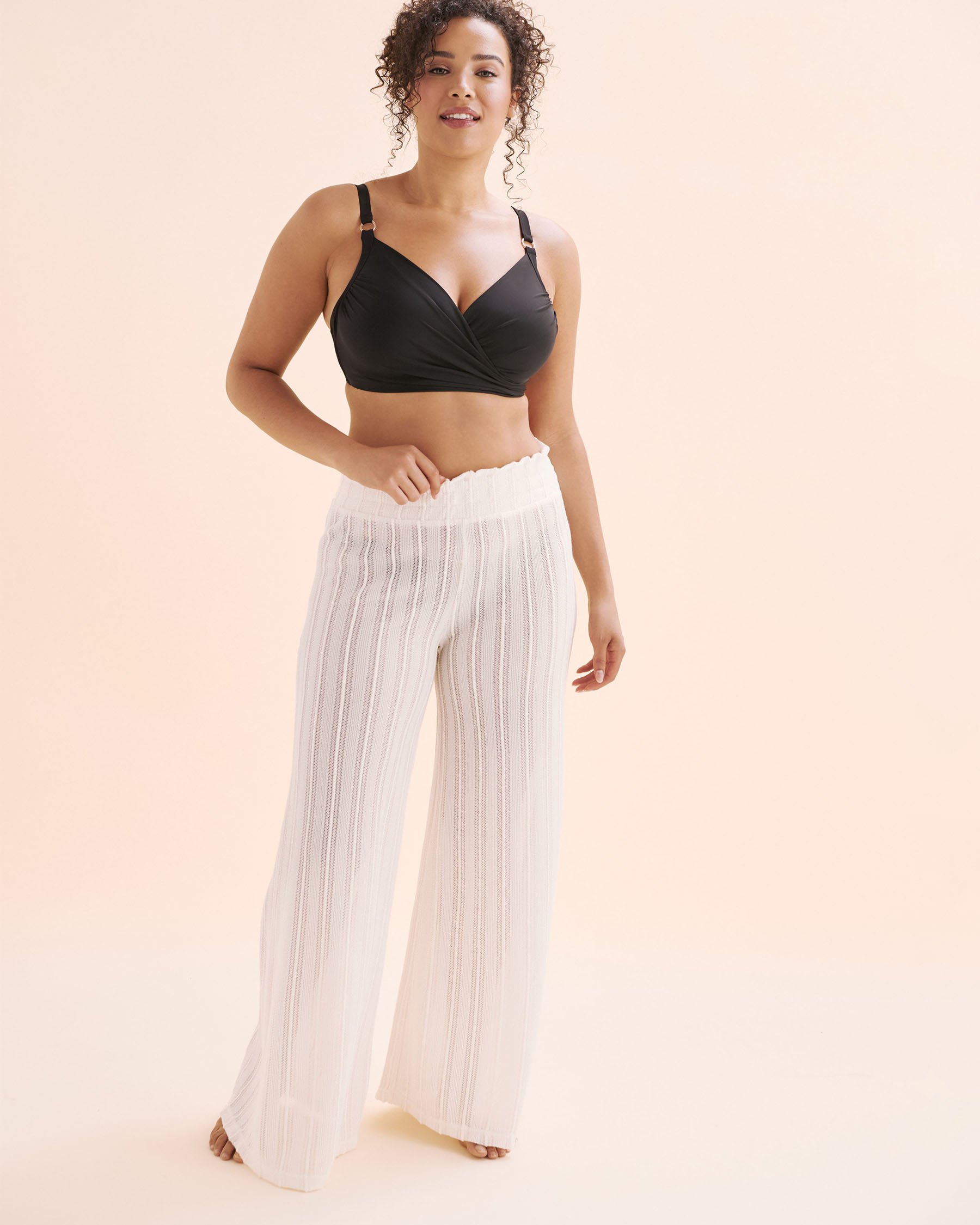 OFF THE BEACH Pantalon jambe large en crochet Blanc 02200091 - Voir3