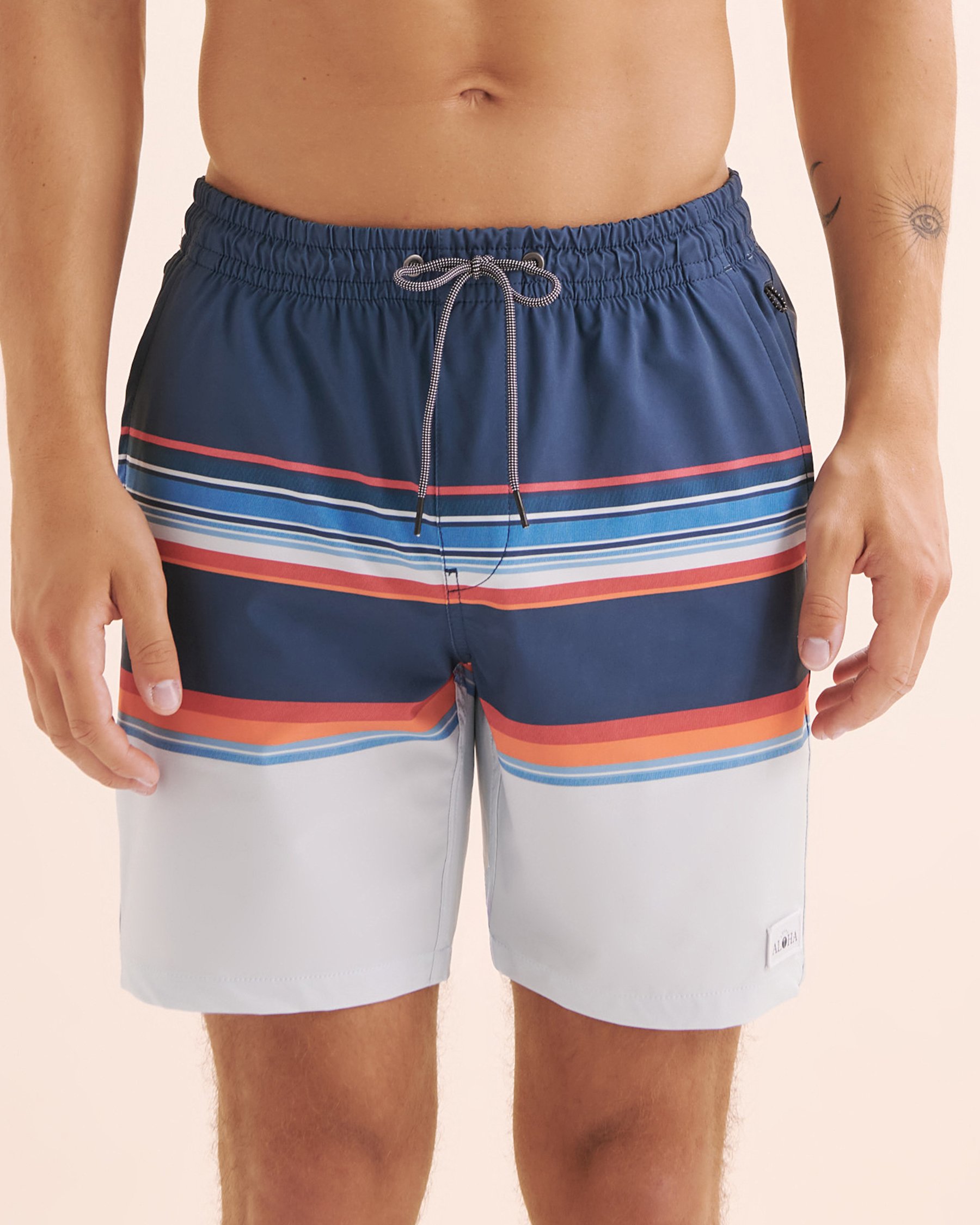 LUCKY ALOHA Maillot volley avec filet Phase Rayures bleues marines PHS1047 - View1