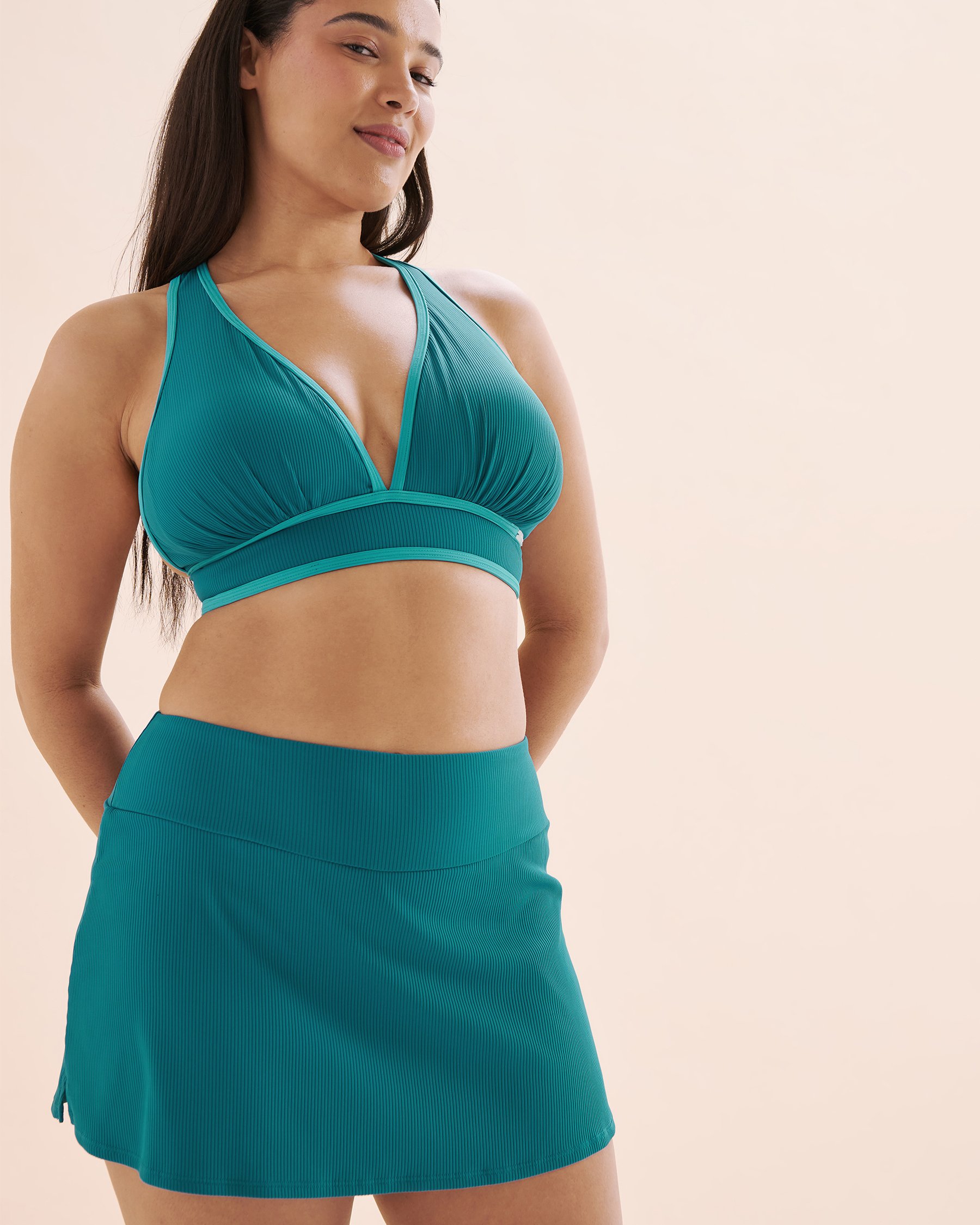 EAU DE SEA Haut de bikini bonnet D triangle côtelé Bleu océan 01200104 - Voir7