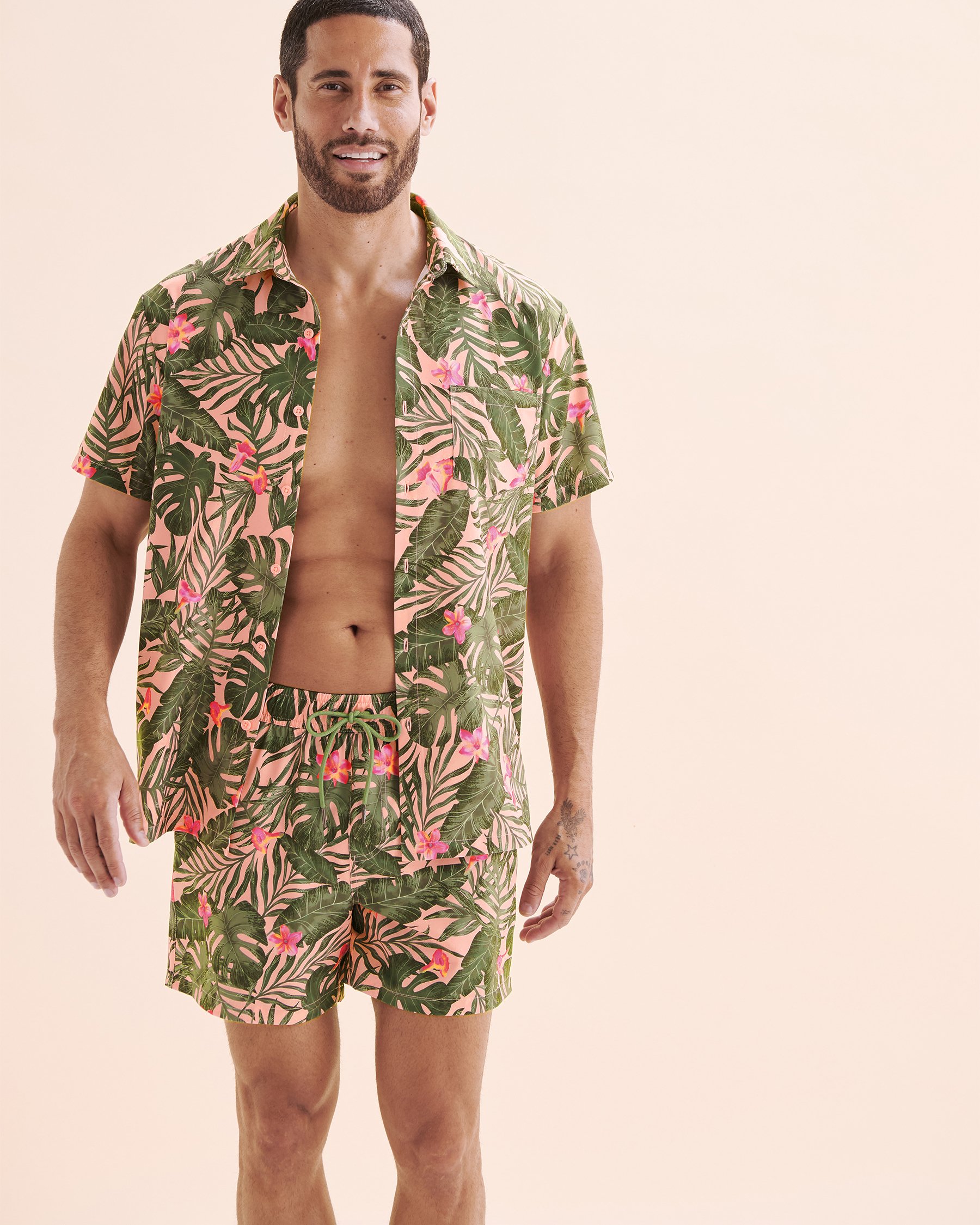 HAMABE Chemise à manches courtes Rose tropical 04100034 - View1