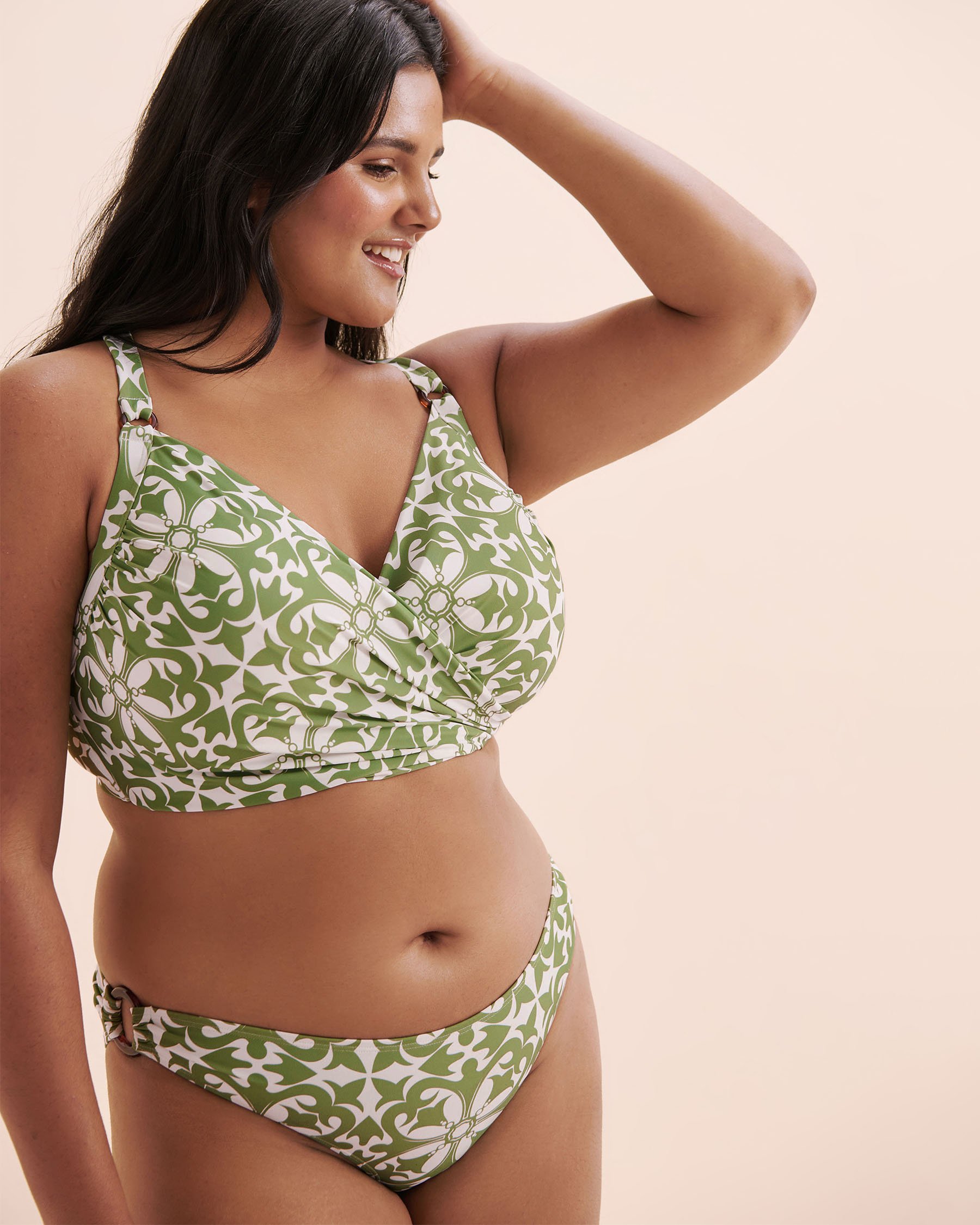 TURQUOISE COUTURE Haut de bikini plongeant bonnet D Mosaïque Vert Jade 01200105 - View8