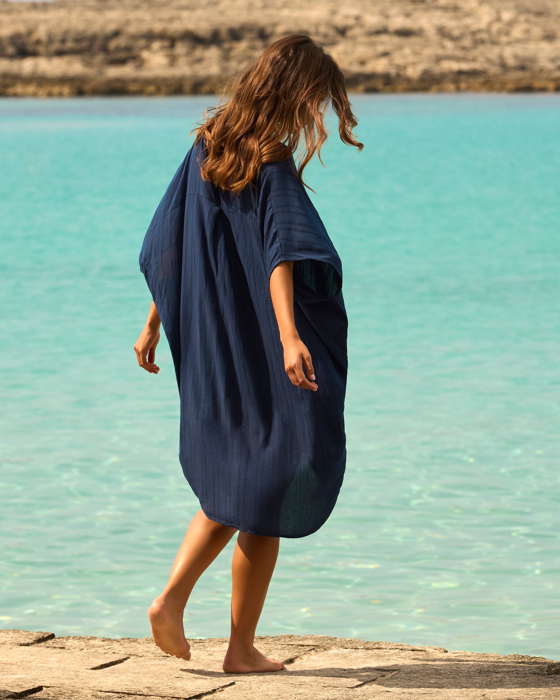 TURQUOISE COUTURE Caftan à rayures Bleu marin 02400053 - Voir2