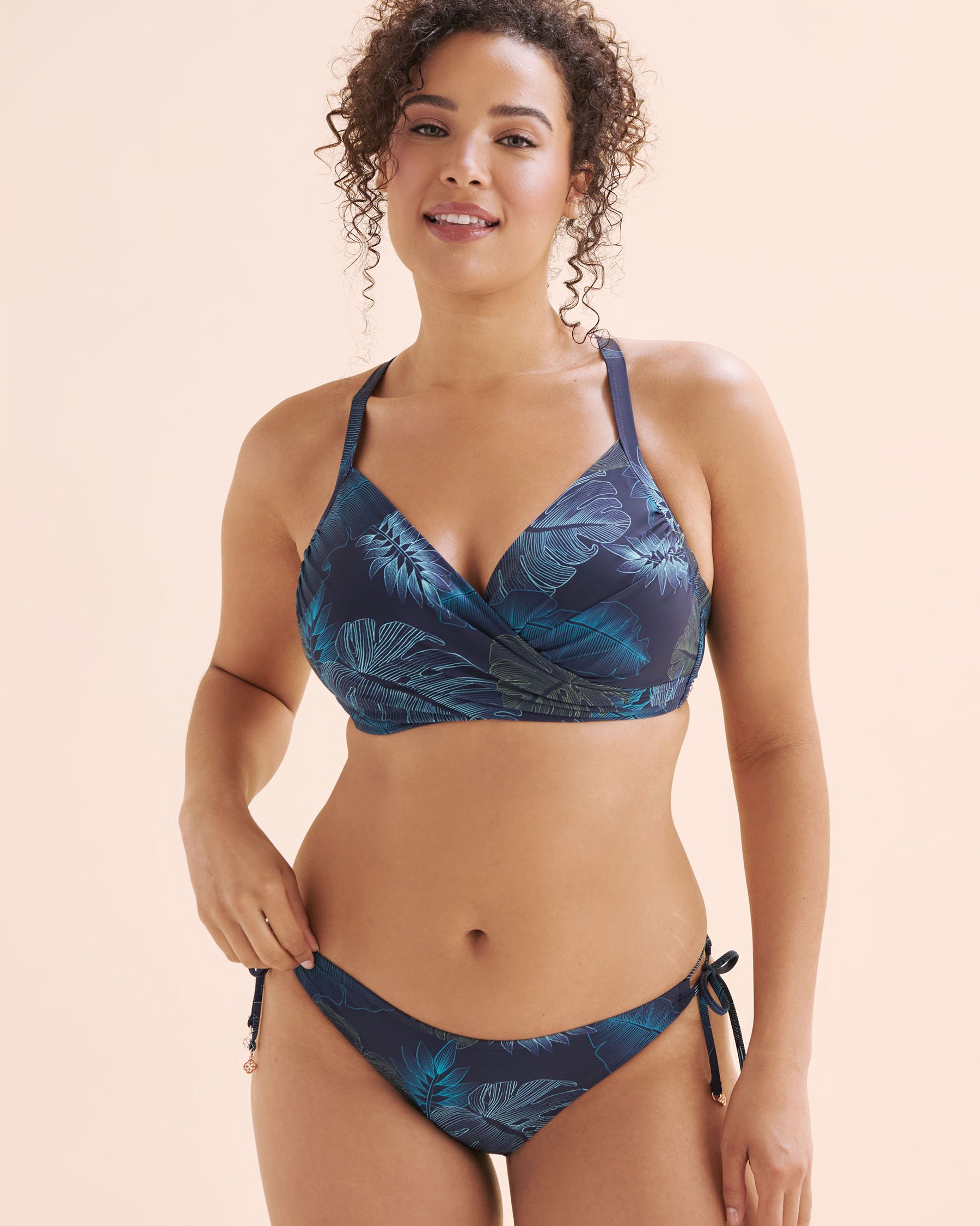 TURQUOISE COUTURE D Cup Plunge Bikini Top Navy Blue 01200110 - View1
