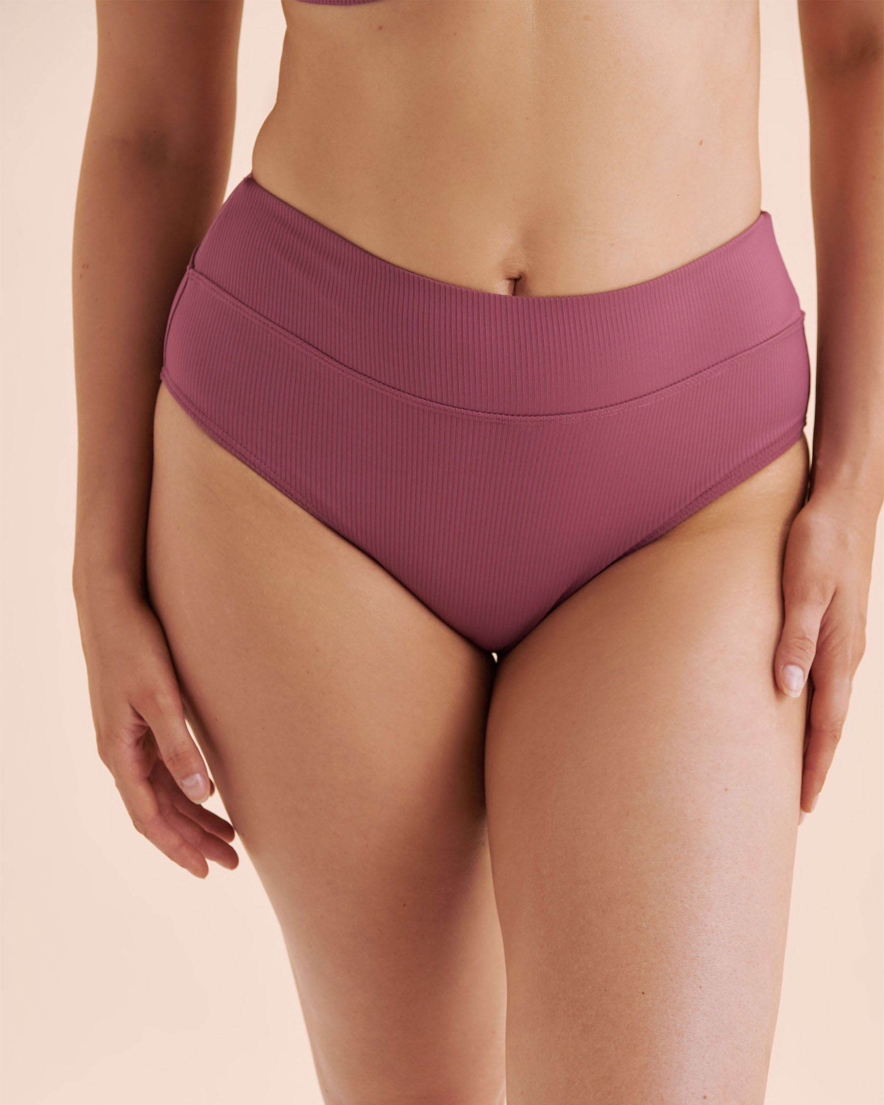 EAU DE SEA Bas de bikini taille haute côtelé Violet prune 01300461 - Voir1