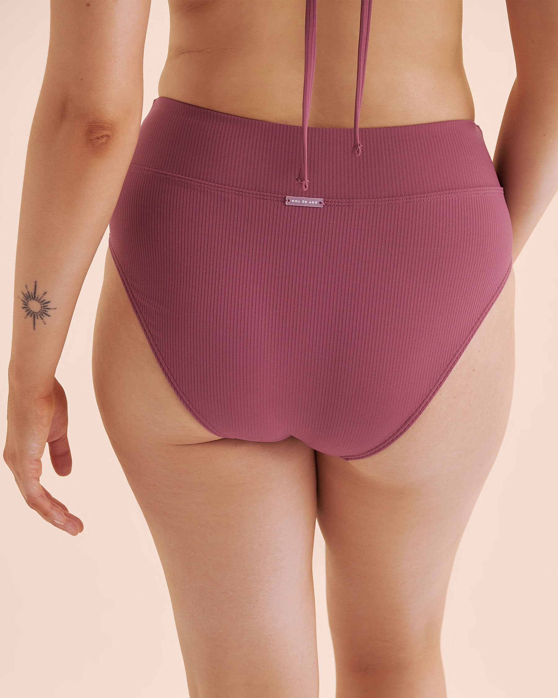 EAU DE SEA Bas de bikini taille haute côtelé Violet prune 01300461 - Voir2