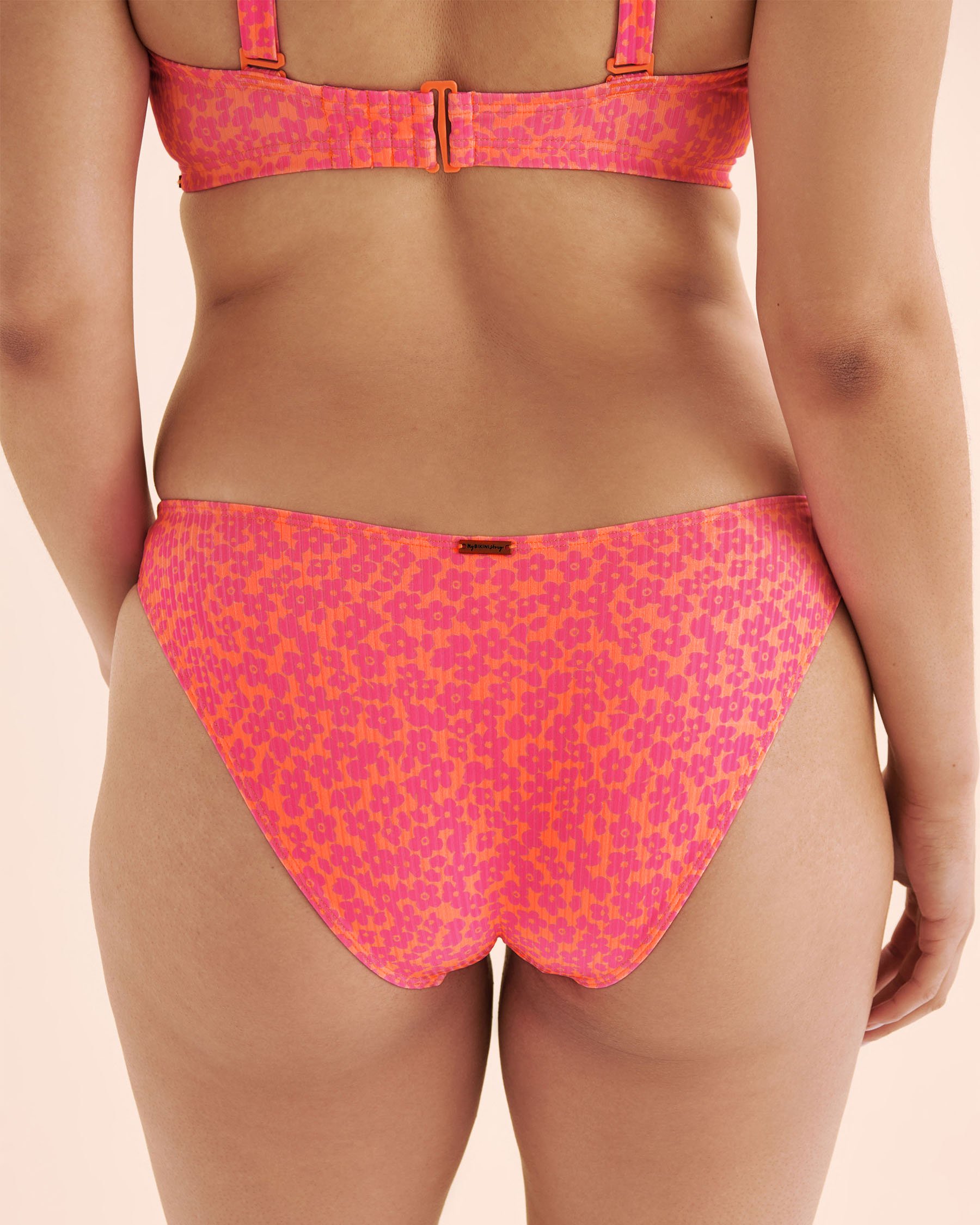 MY BIKINI STORY Bas de bikini brésilien côtelé taille basse Orange vif 01300468 - Voir2