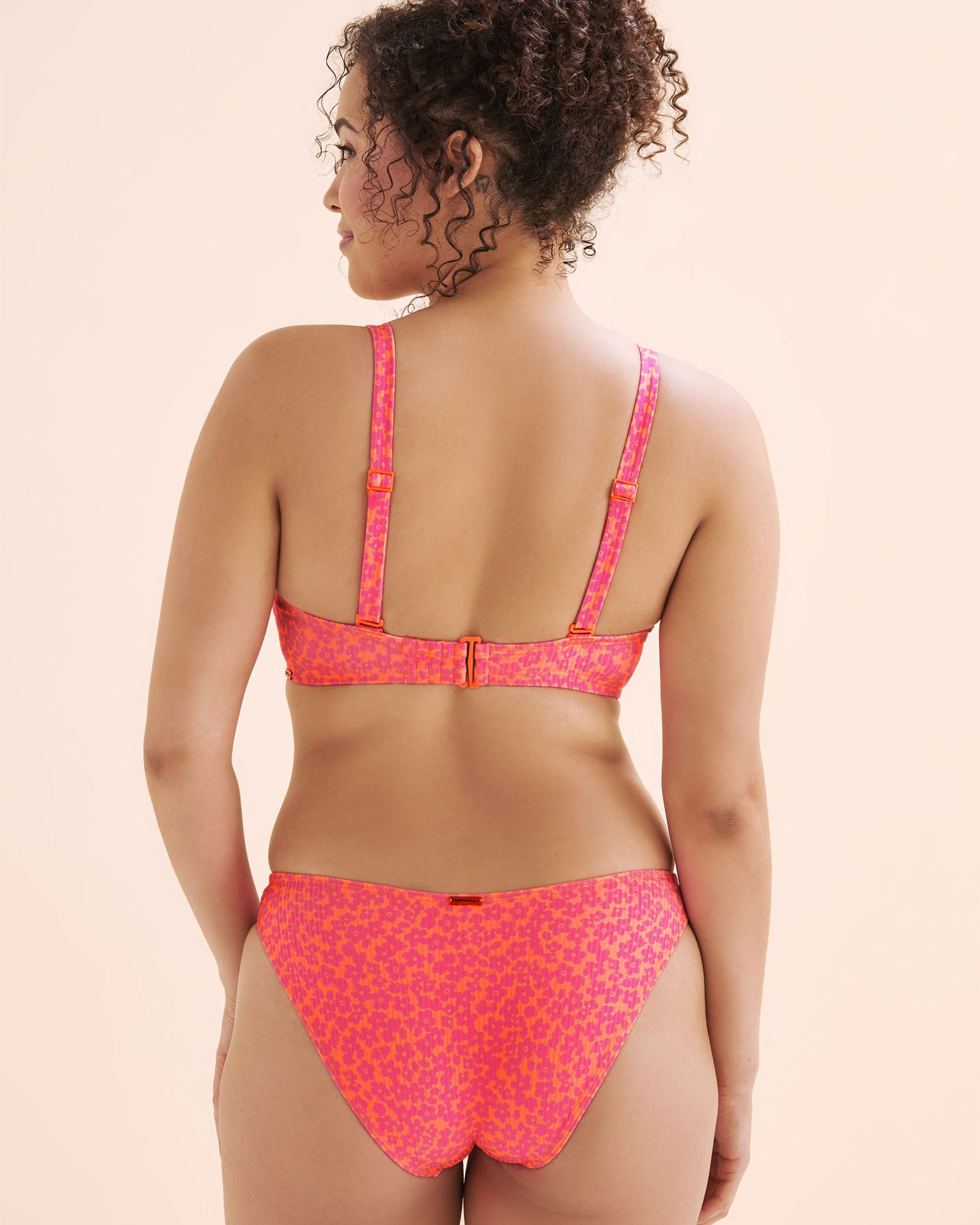 MY BIKINI STORY Haut de bikini bralette côtelé bonnet D Orange vif 01200111 - View2