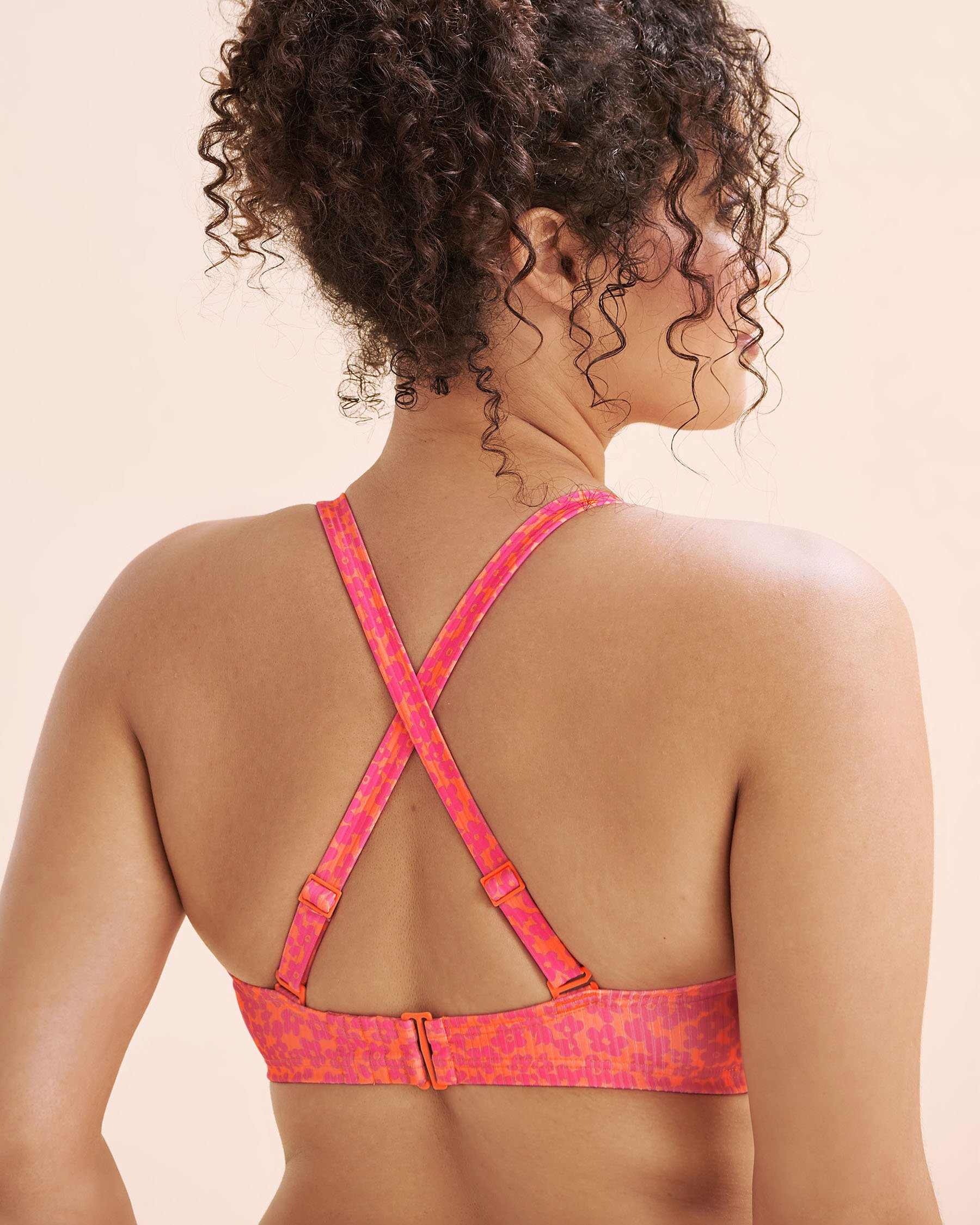 MY BIKINI STORY Ribbed D Cup Bralette Bikini Top Vivid Orange 01200111 - View3