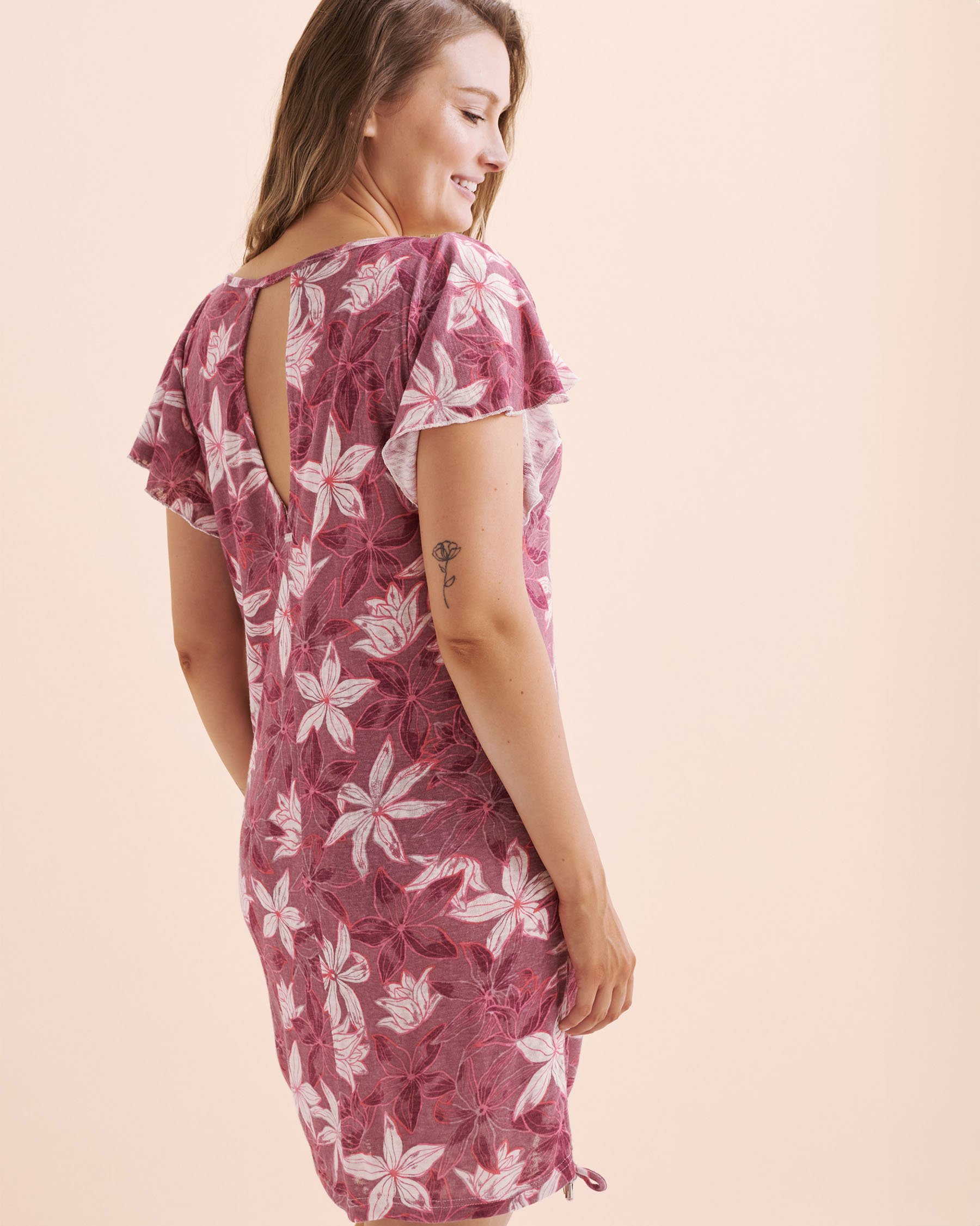 EAU DE SEA Short Sleeve Knit Tunic Floral Damson Purple 02400052 - View7