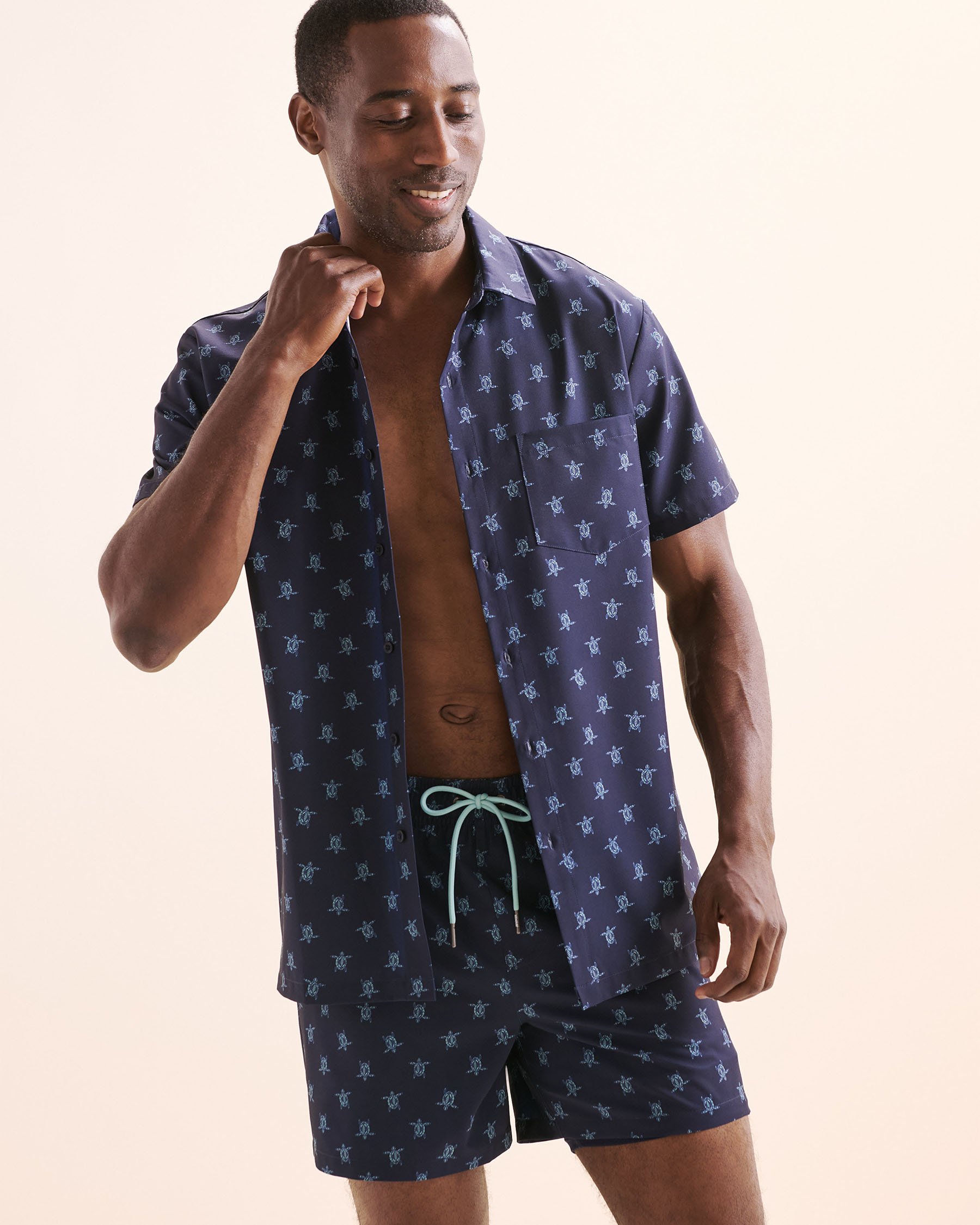 HAMABE Chemise à manches courtes Bleu maritime 04100035 - Voir4