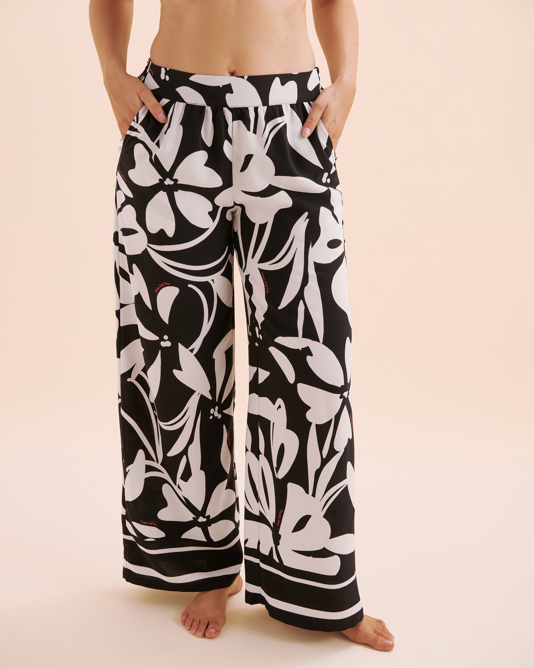 COSTA DEL REY Pantalon jambe large texturé Noir 02200093 - View5