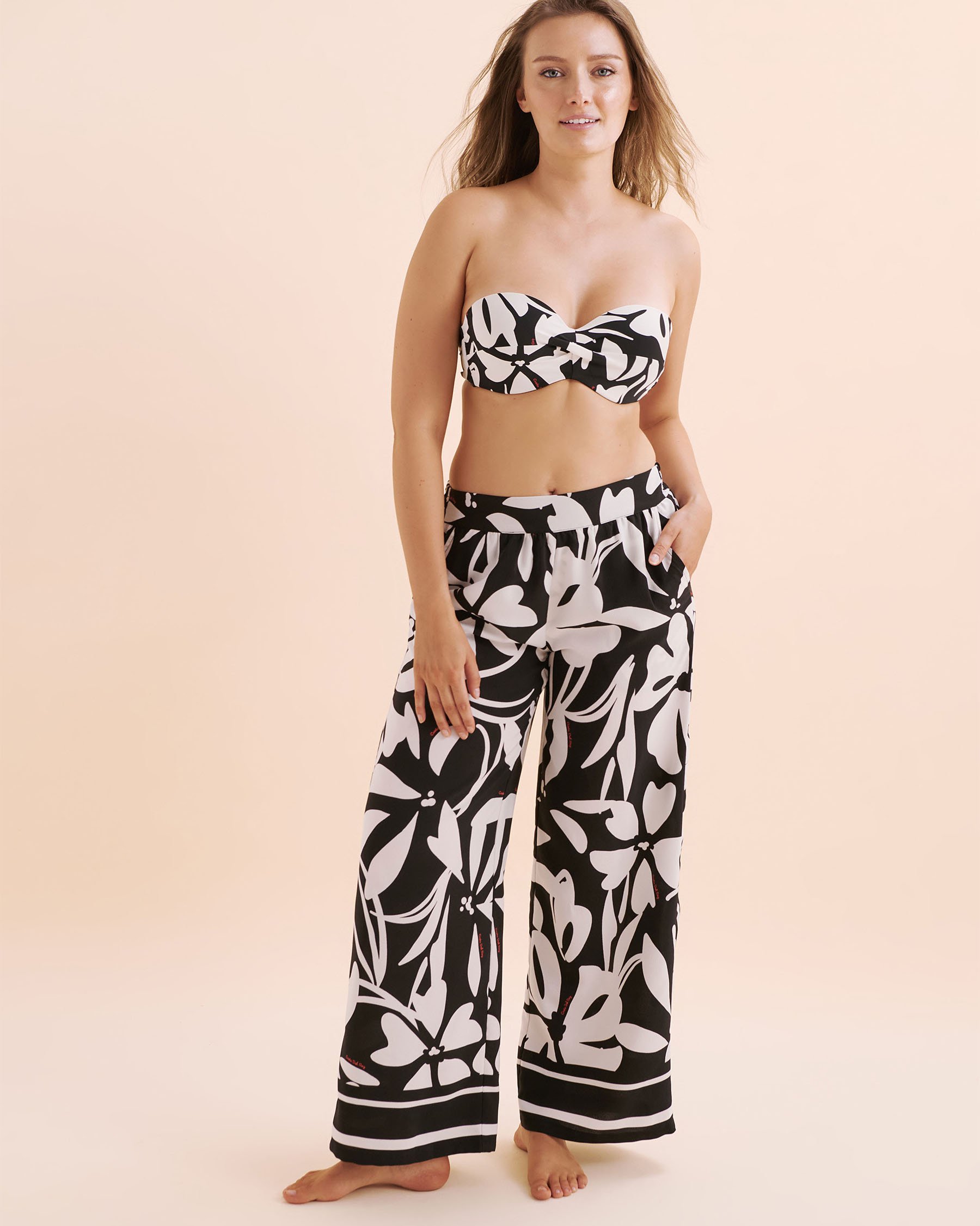 COSTA DEL REY Pantalon jambe large texturé Noir 02200093 - View7