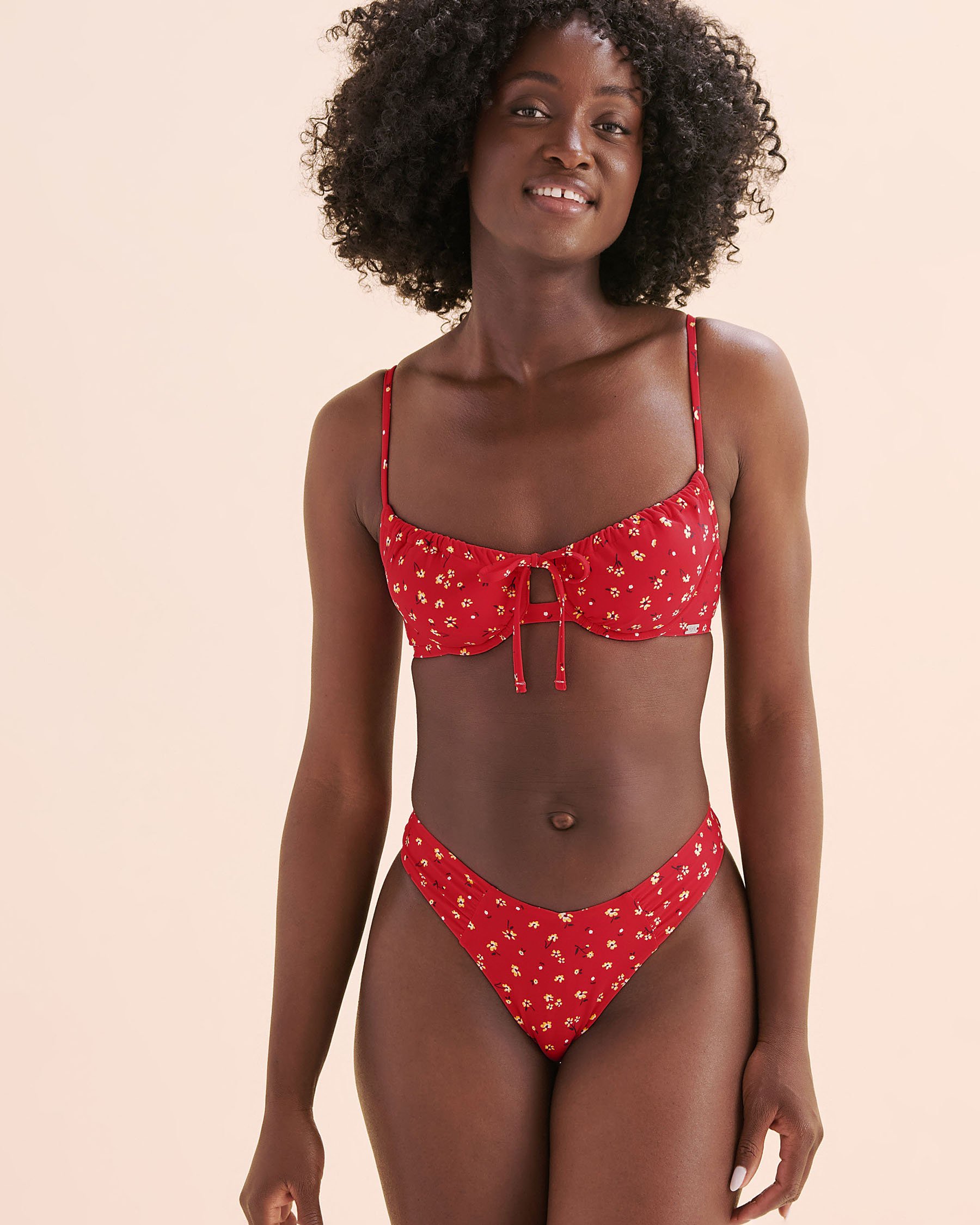 TROPIK Plunge Bikini Top Red Ditsy 01100448 - View5