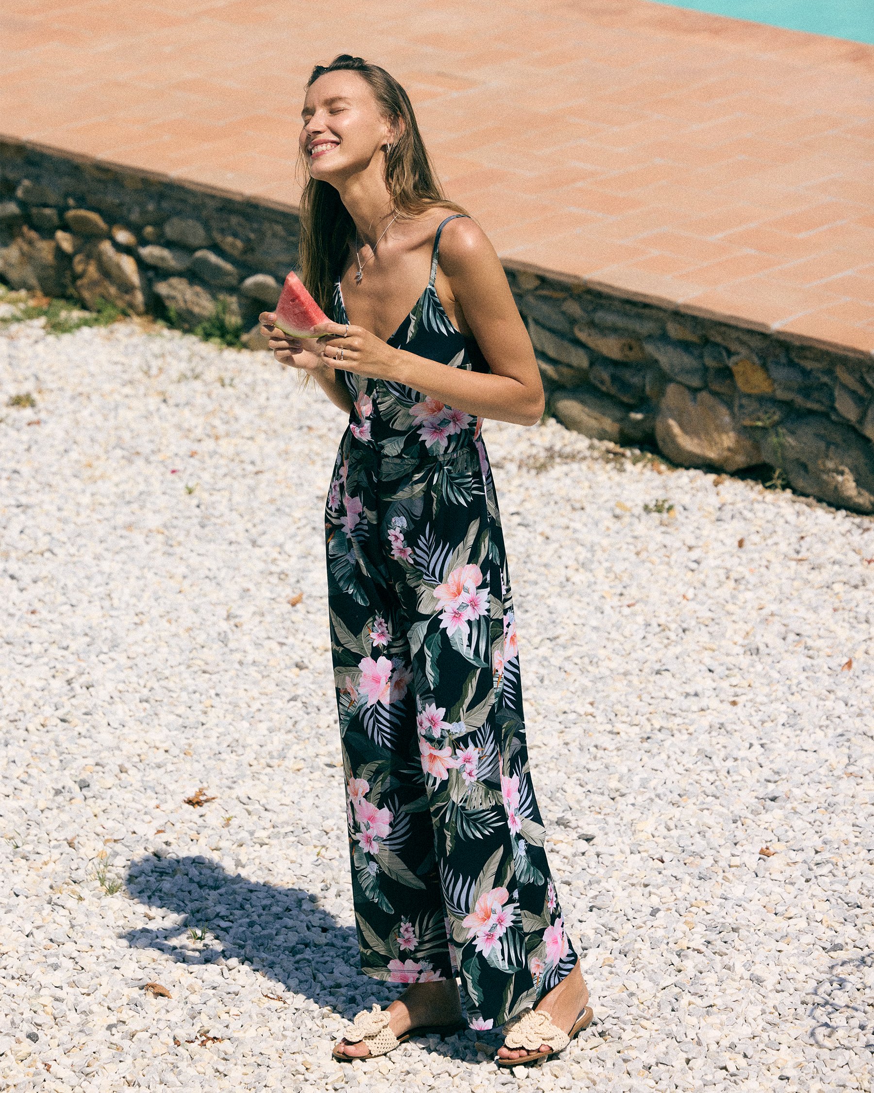 EVERYDAY SUNDAY Coastal Heaven  Cami Jumpsuit Black, green, pink ESBEAW05855 EVERYDAY SUNDAY Coastal Heaven  Cami Jumpsuit Black, green, pink ESBEAW05855 - View1