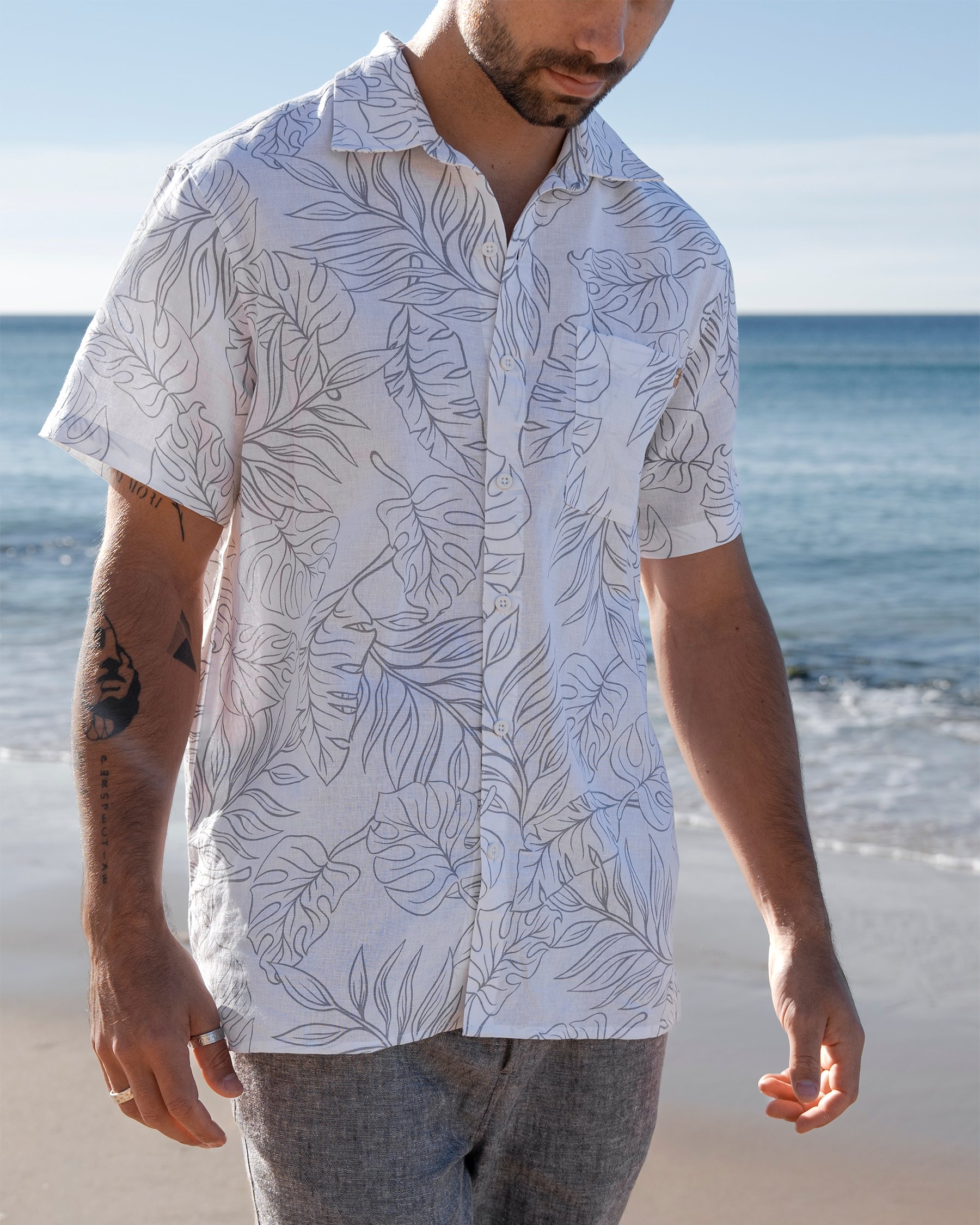 OFF THE BEACH Linen Short Sleeves Shirt White 04100042 OFF THE BEACH Linen Short Sleeves Shirt White 04100042 - View1
