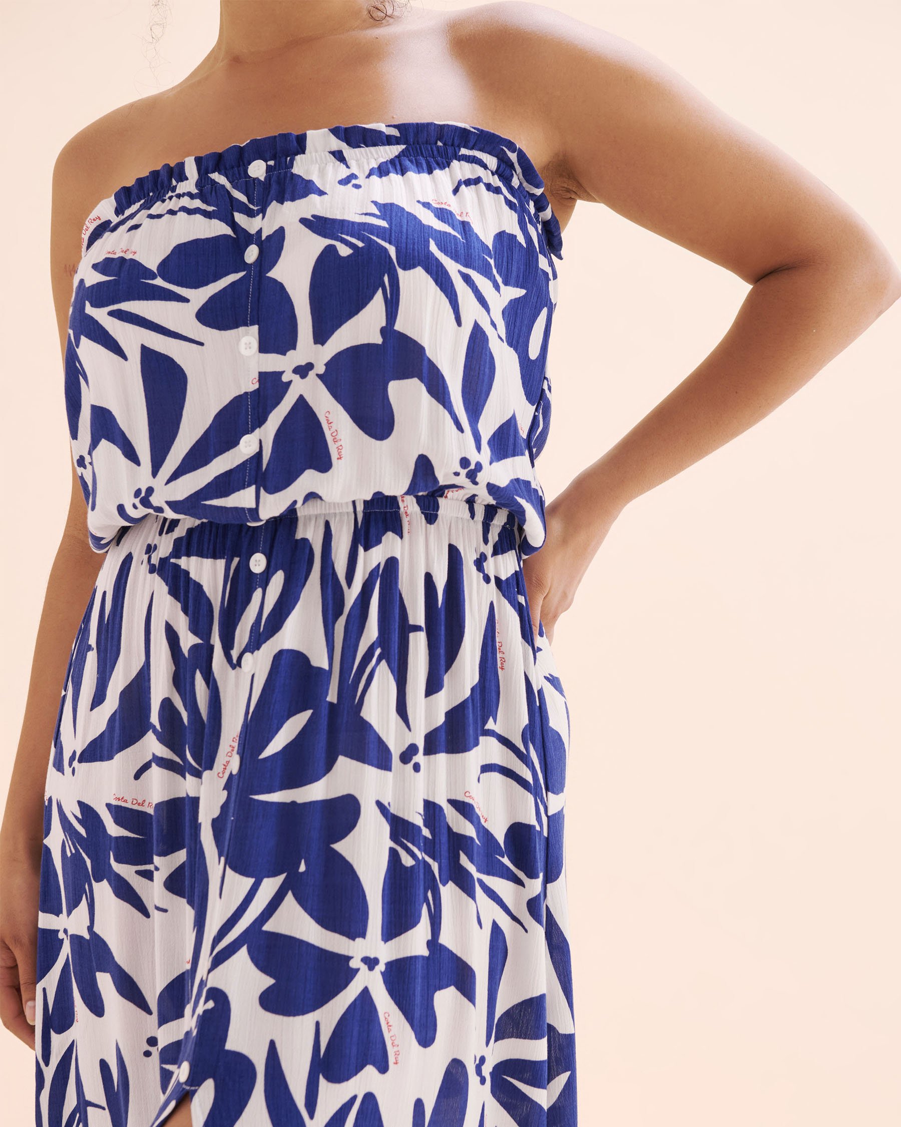 COSTA DEL REY Robe bandeau midi en gaze Fleurs bleus 02300174 - View9