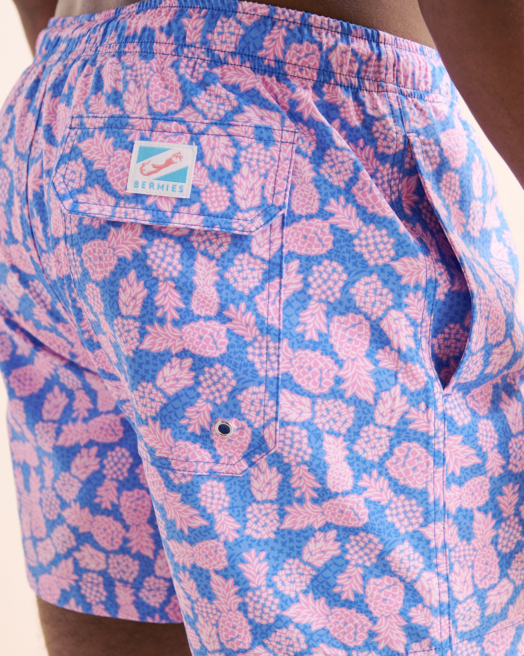 BERMIES Classic Pineapple Swimsuit with Mesh Liner Blue PNE3.0-CLAL - View4