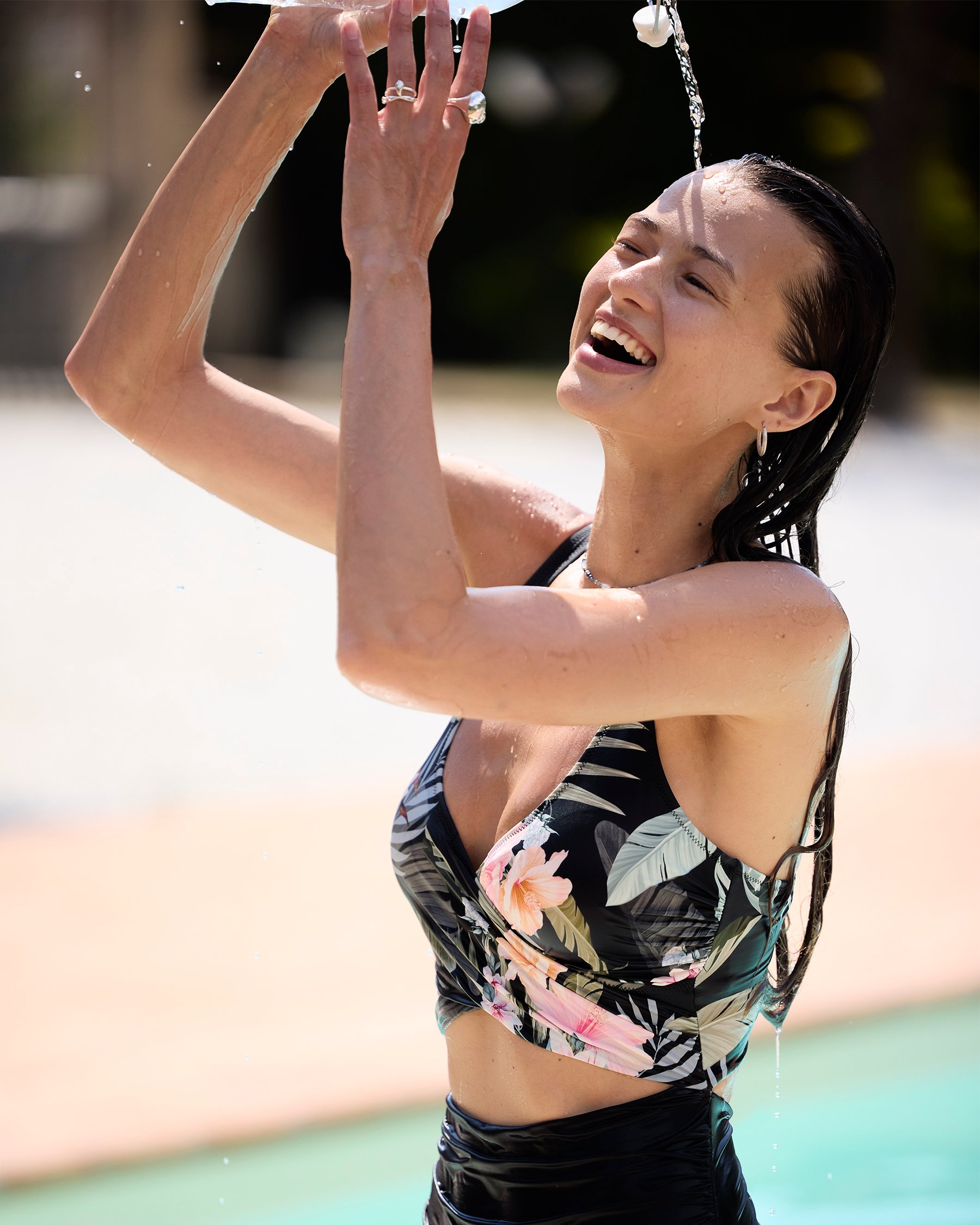 EVERYDAY SUNDAY Coastal Heaven Wrap One-Piece Swimsuit Black, green, pink ESBEAW05708A - View2