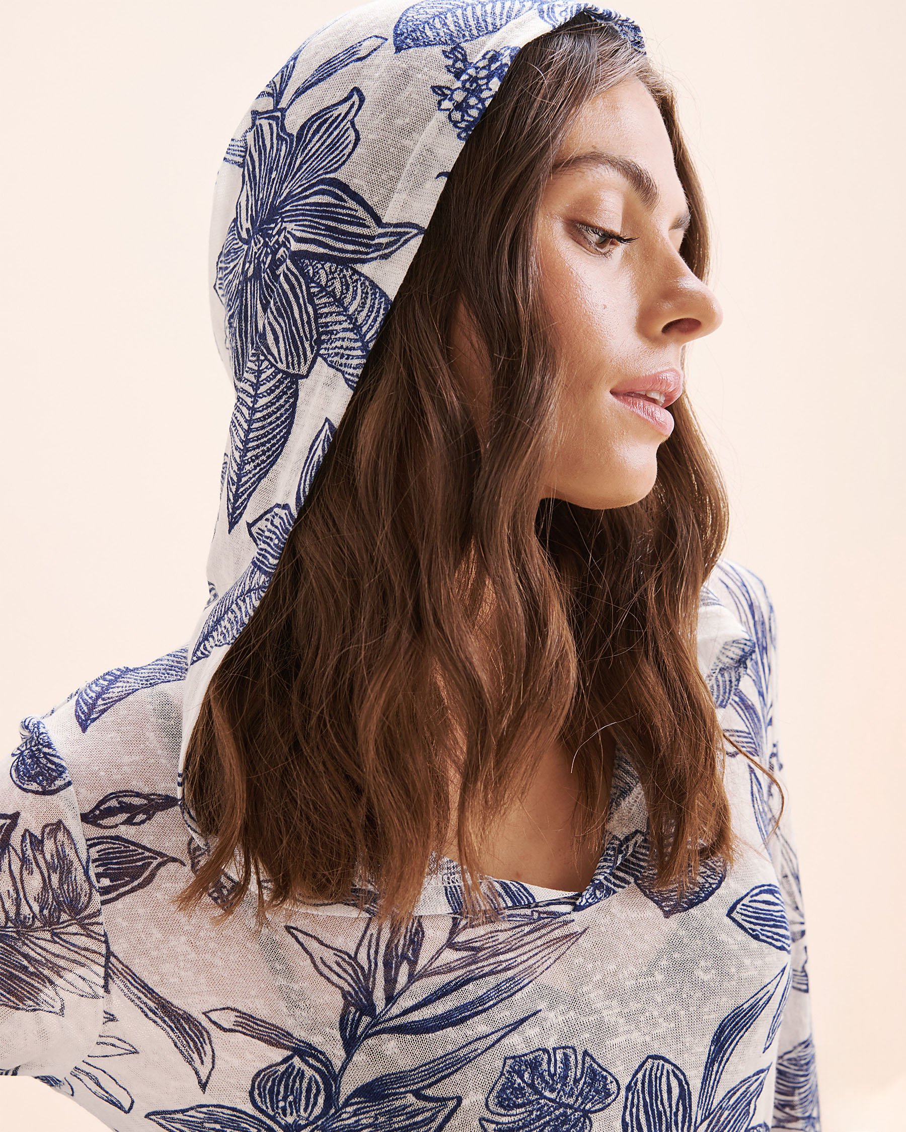 COVER ME Tunique à capuche à manches longues Hacci Noir et bleu 26025270 - Voir3