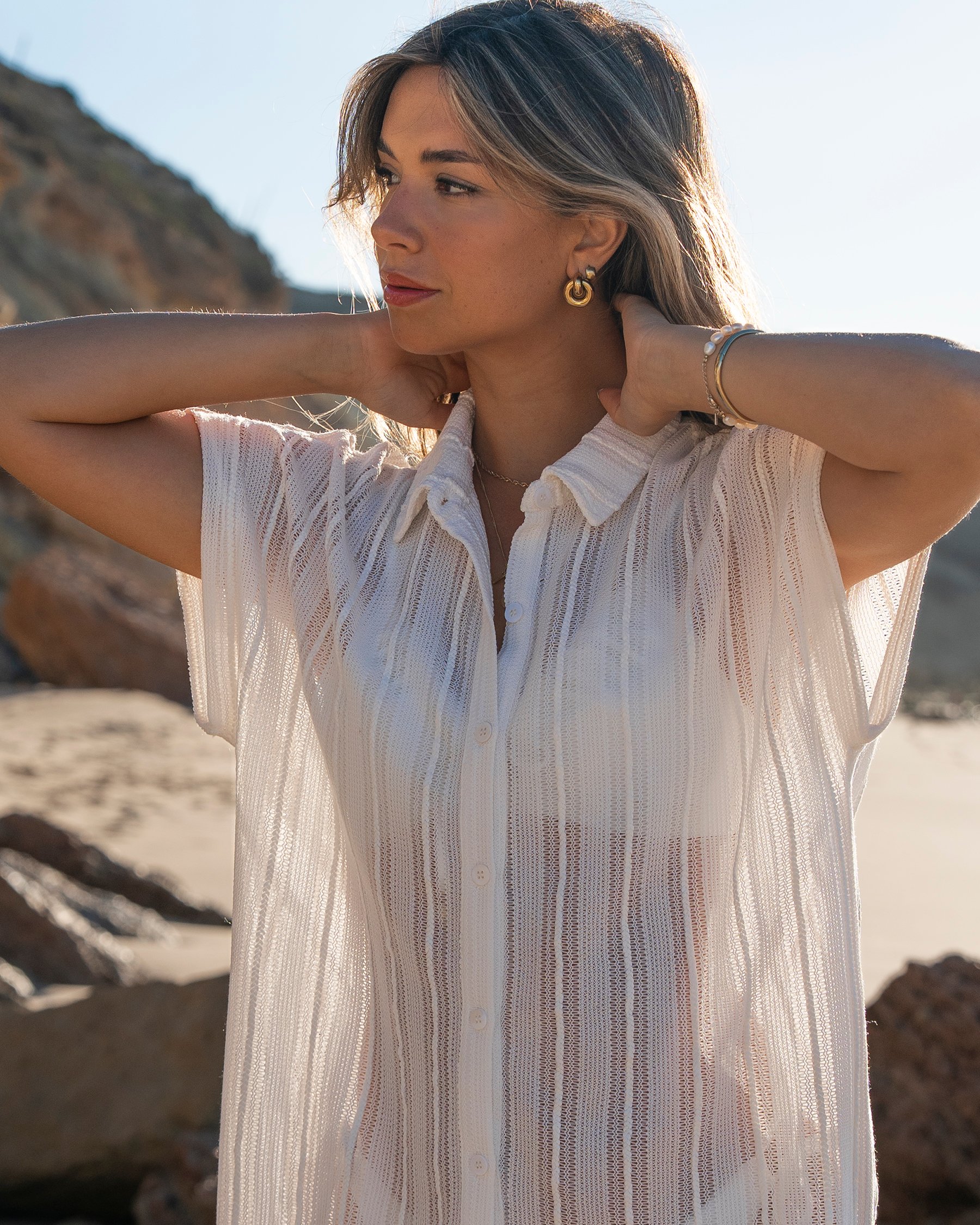 OFF THE BEACH Chemise à manches courtes en crochet Blanc 02100039 - View4