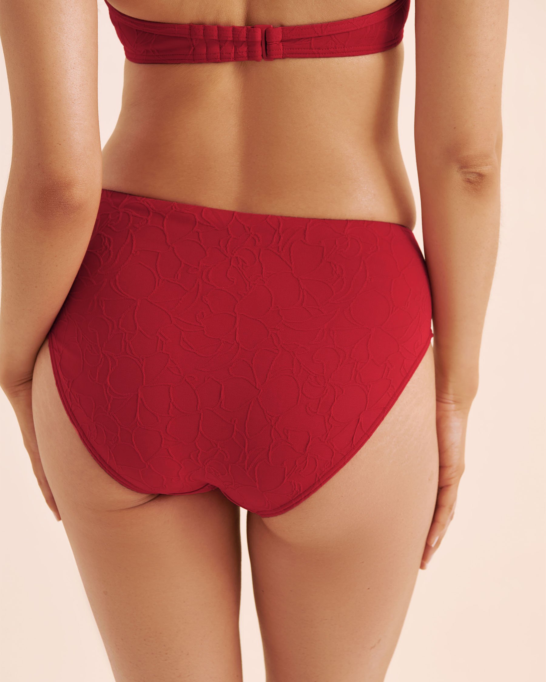 TURQUOISE COUTURE Bas de bikini avec ceinture repliée Rouge lychee 01300486 - Voir5