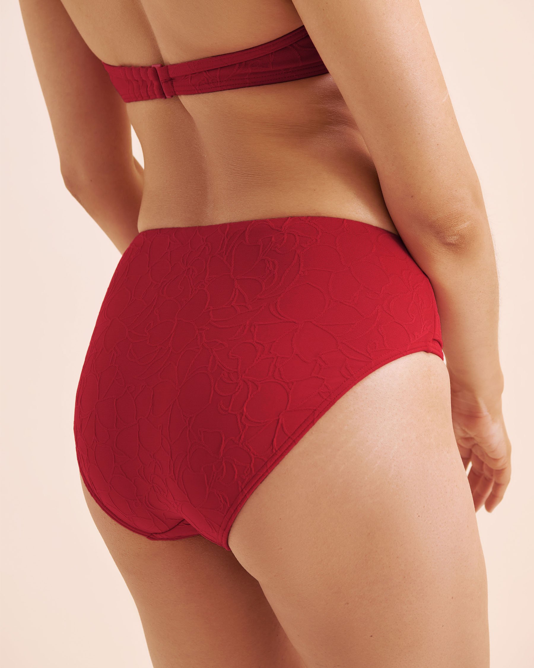 TURQUOISE COUTURE Bas de bikini avec ceinture repliée Rouge lychee 01300486 - Voir6