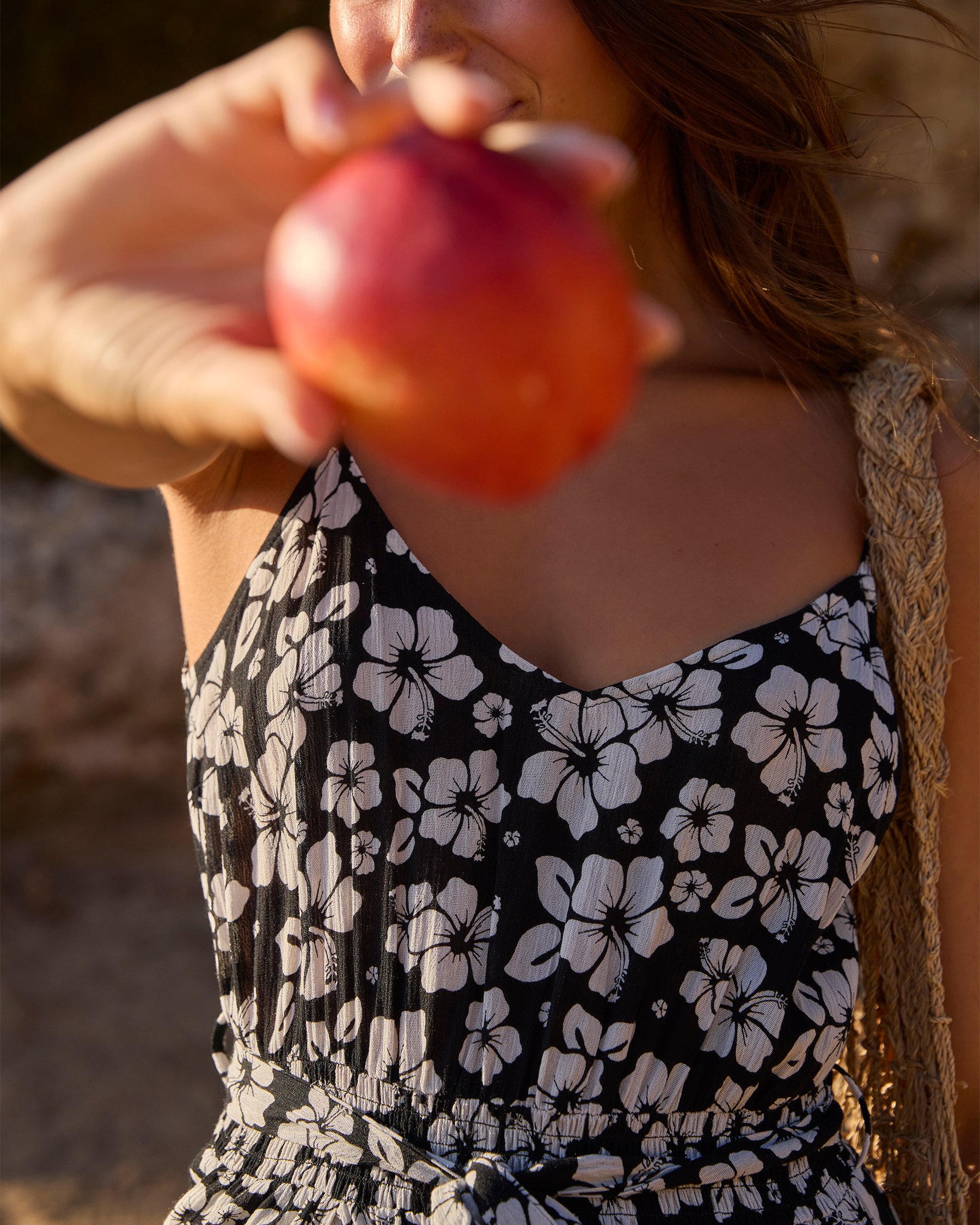 TROPIK Gauze Long Dress Black and white 02300172 - View4